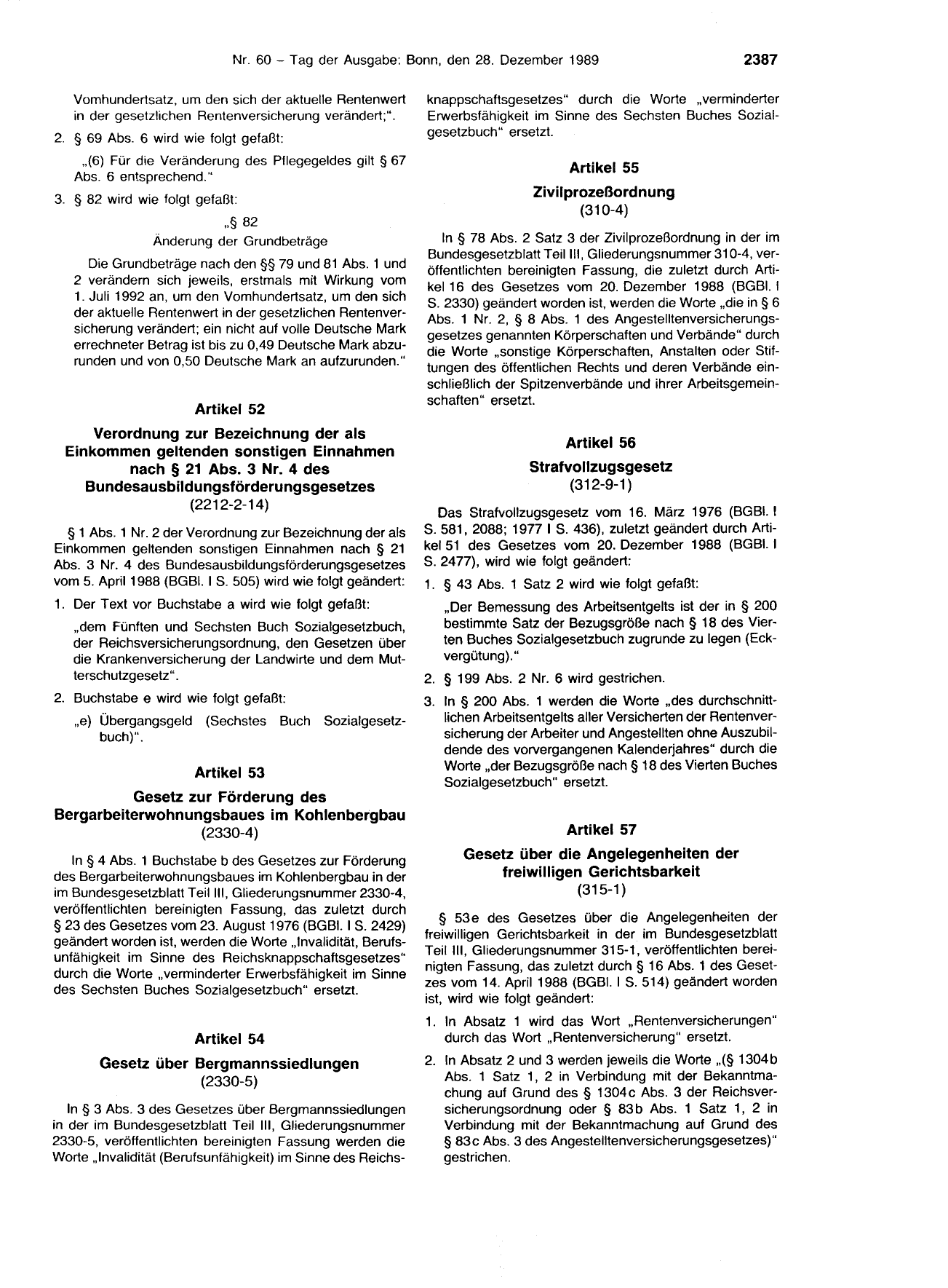 BGBl. 1989, Seite 2387 — Originalseite als Abbildung