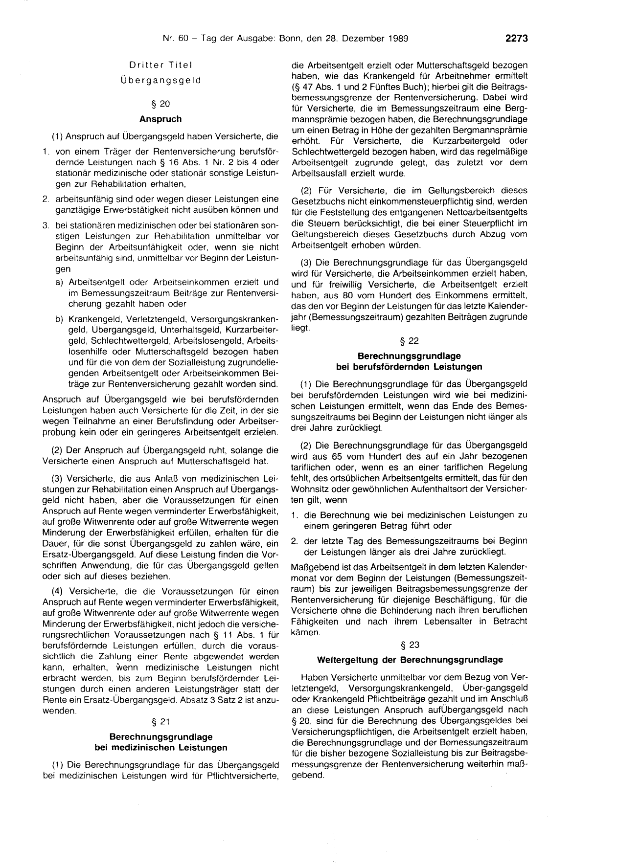 BGBl. 1989, Seite 2273 — Originalseite als Abbildung
