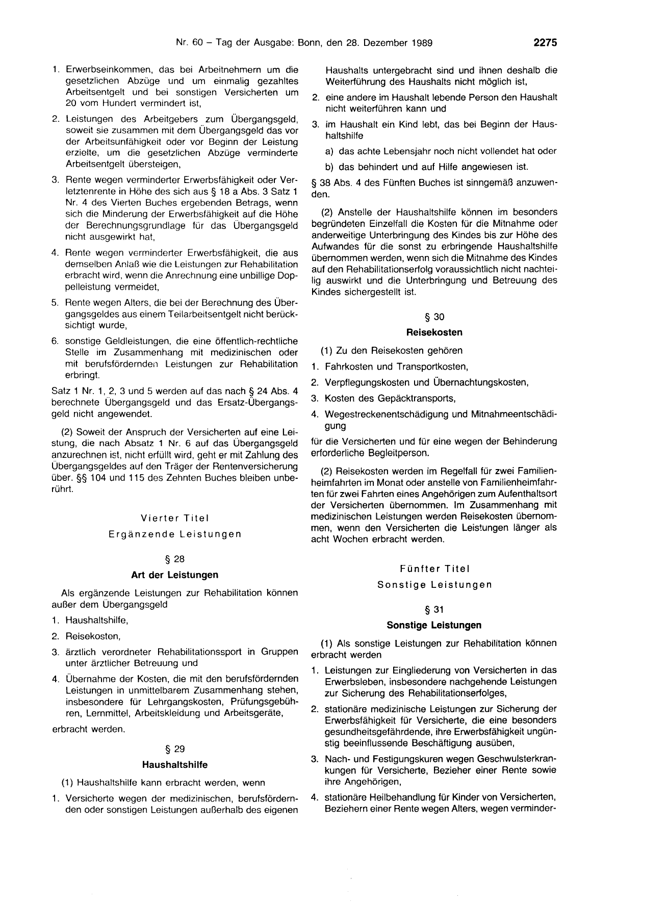 BGBl. 1989, Seite 2275 — Originalseite als Abbildung