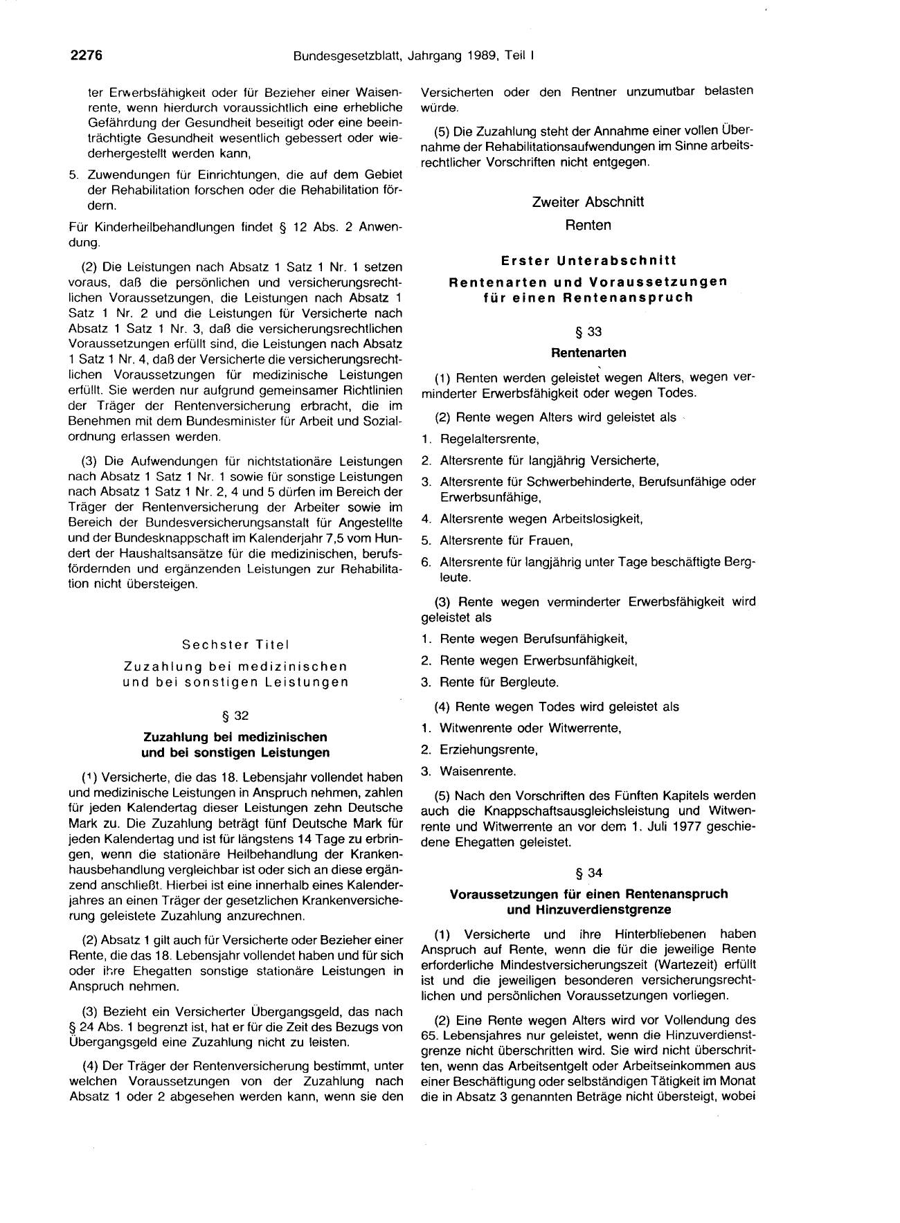 BGBl. 1989, Seite 2276 — Originalseite als Abbildung