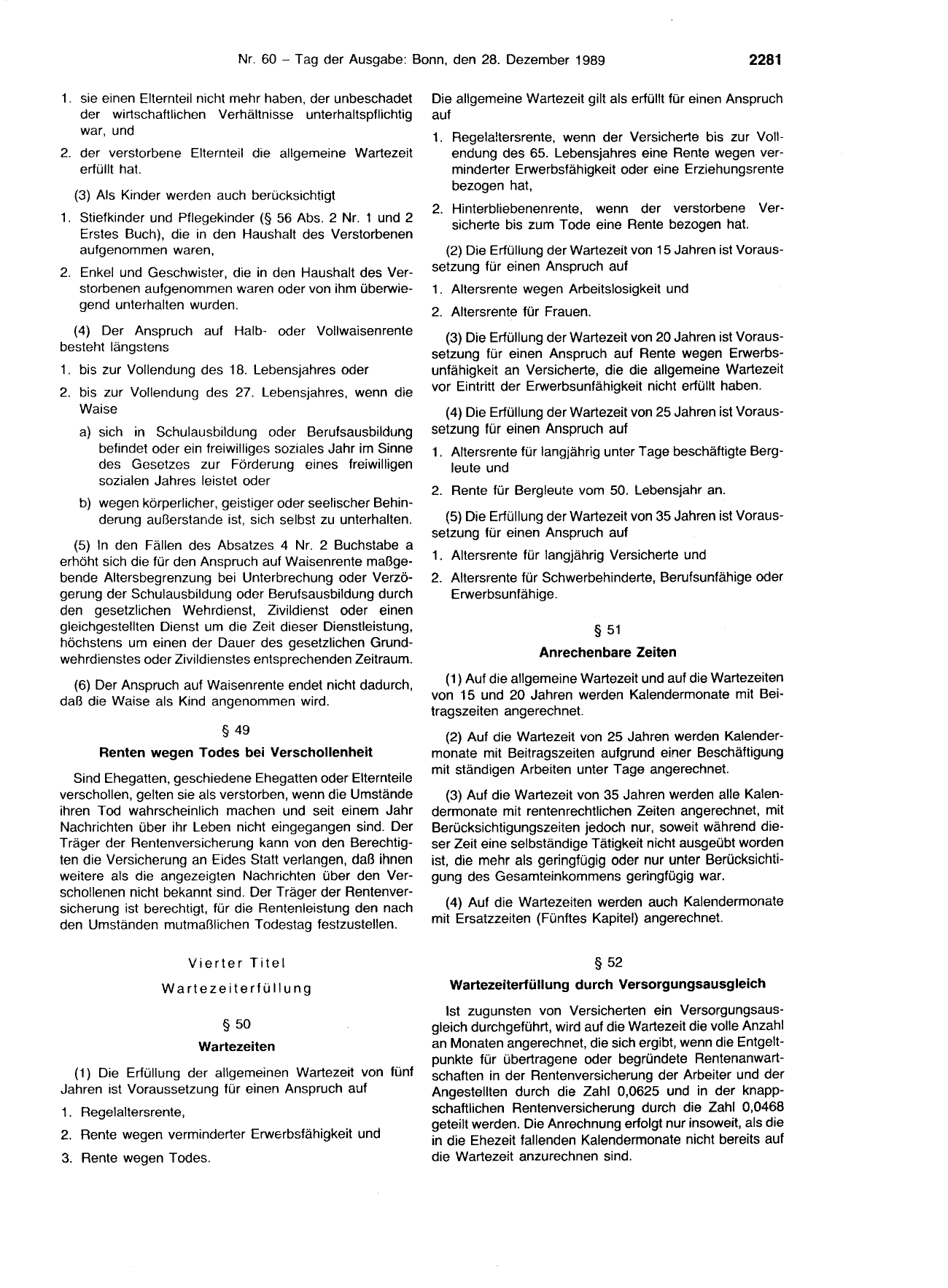 BGBl. 1989, Seite 2281 — Originalseite als Abbildung