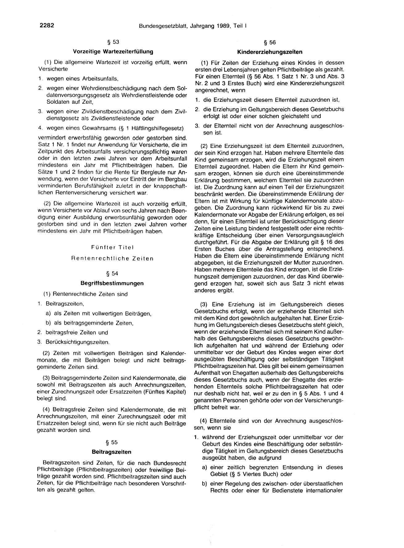 BGBl. 1989, Seite 2282 — Originalseite als Abbildung