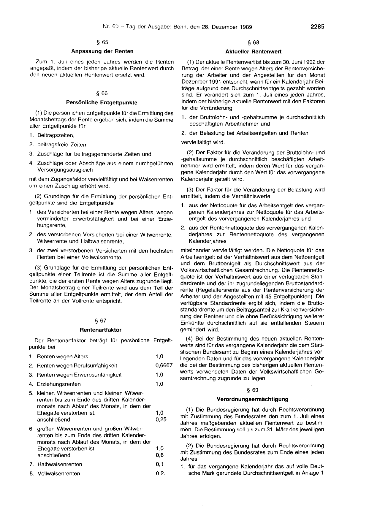 BGBl. 1989, Seite 2285 — Originalseite als Abbildung