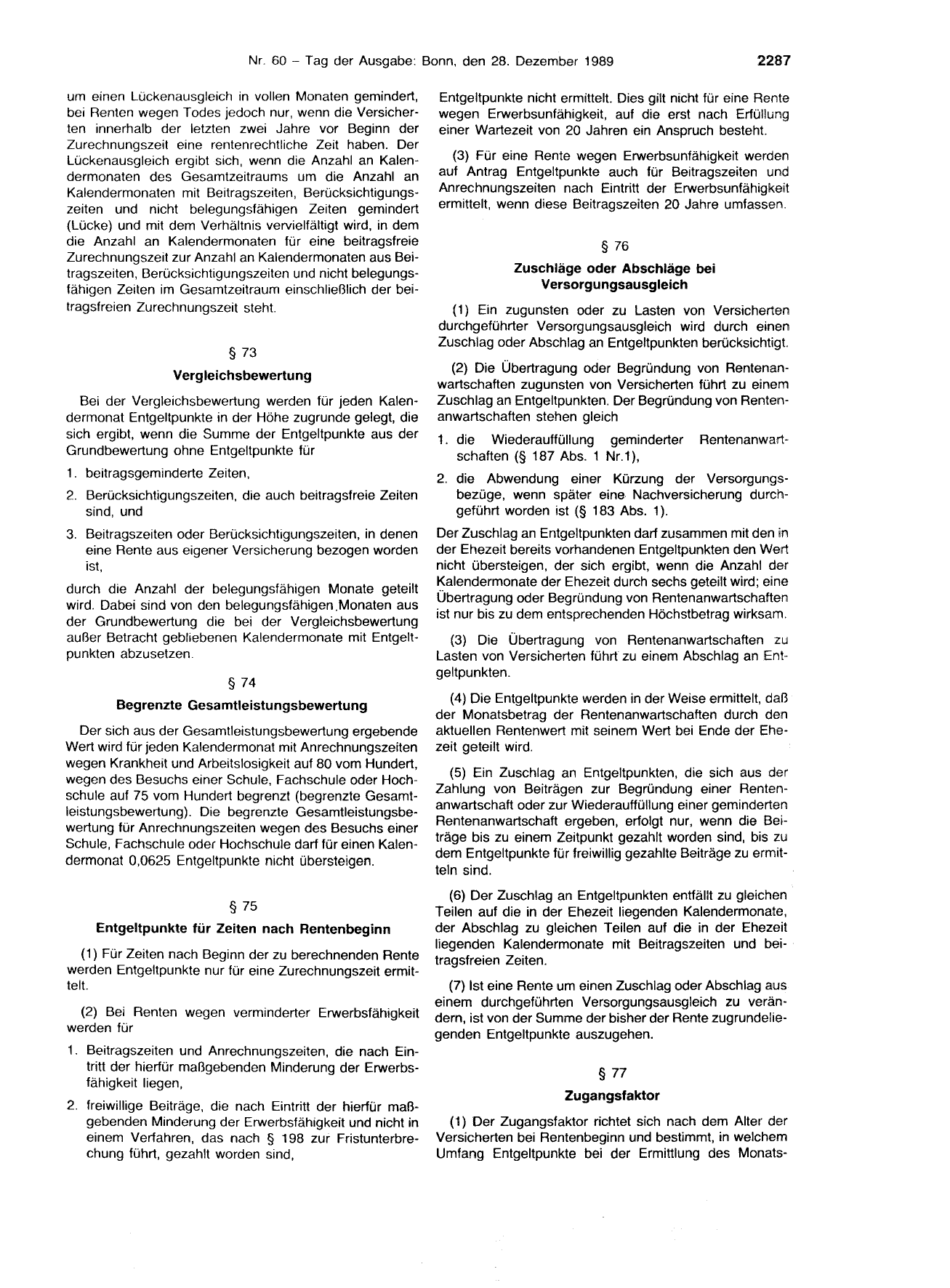 BGBl. 1989, Seite 2287 — Originalseite als Abbildung