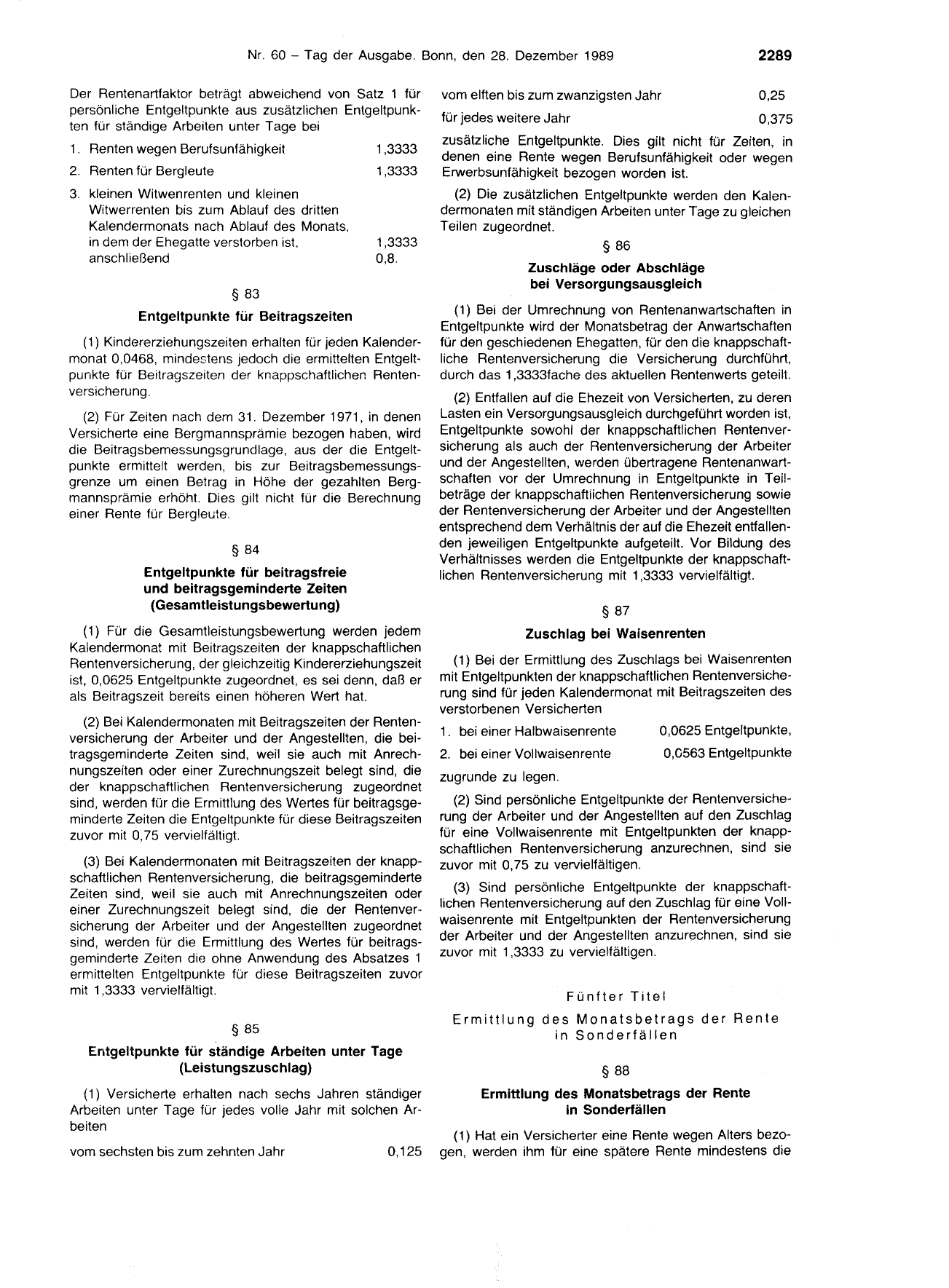 BGBl. 1989, Seite 2289 — Originalseite als Abbildung