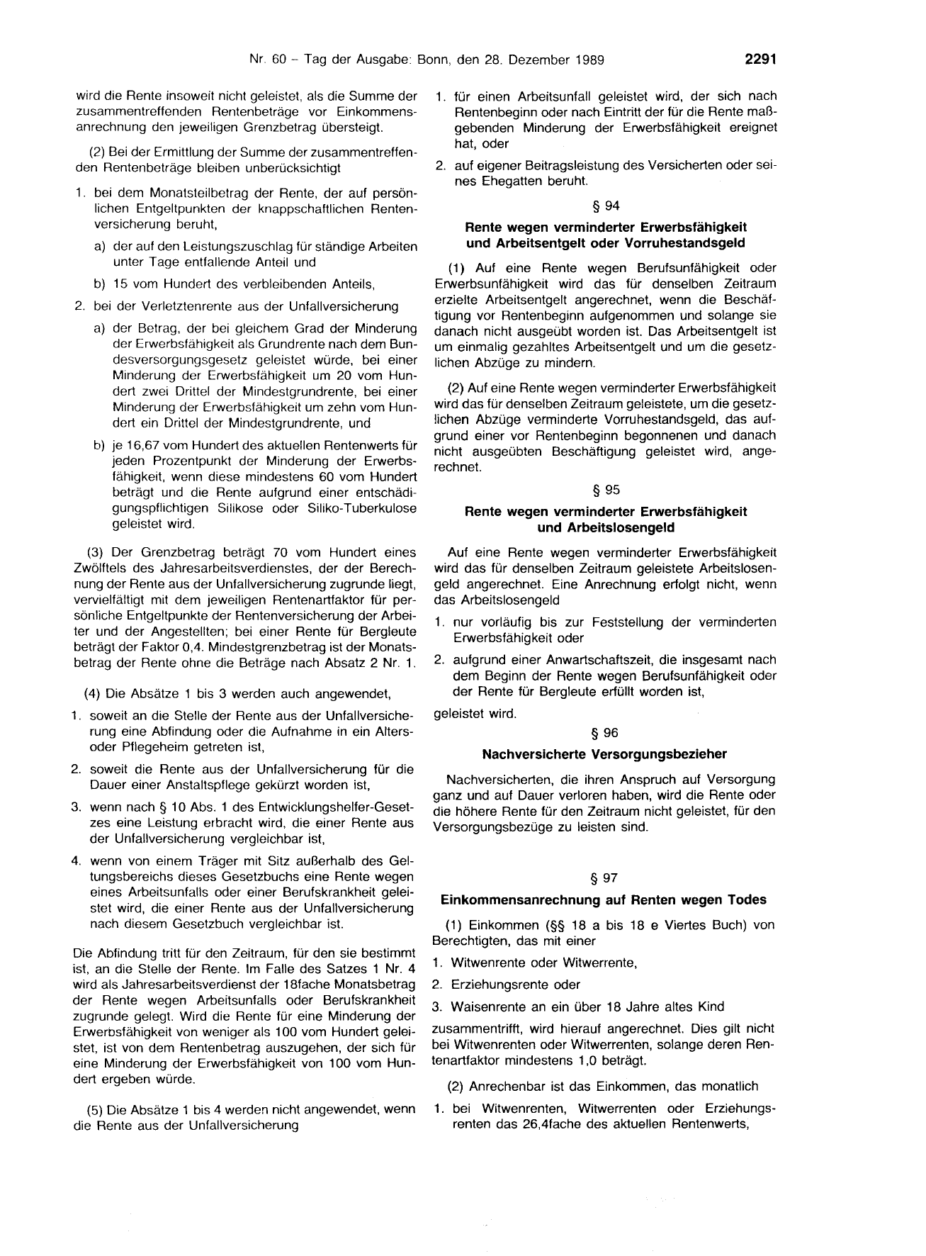 BGBl. 1989, Seite 2291 — Originalseite als Abbildung