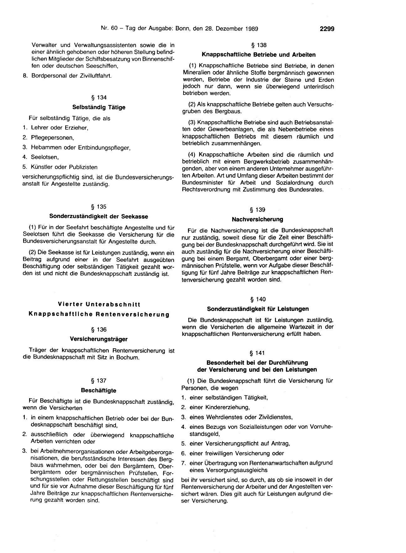 BGBl. 1989, Seite 2299 — Originalseite als Abbildung