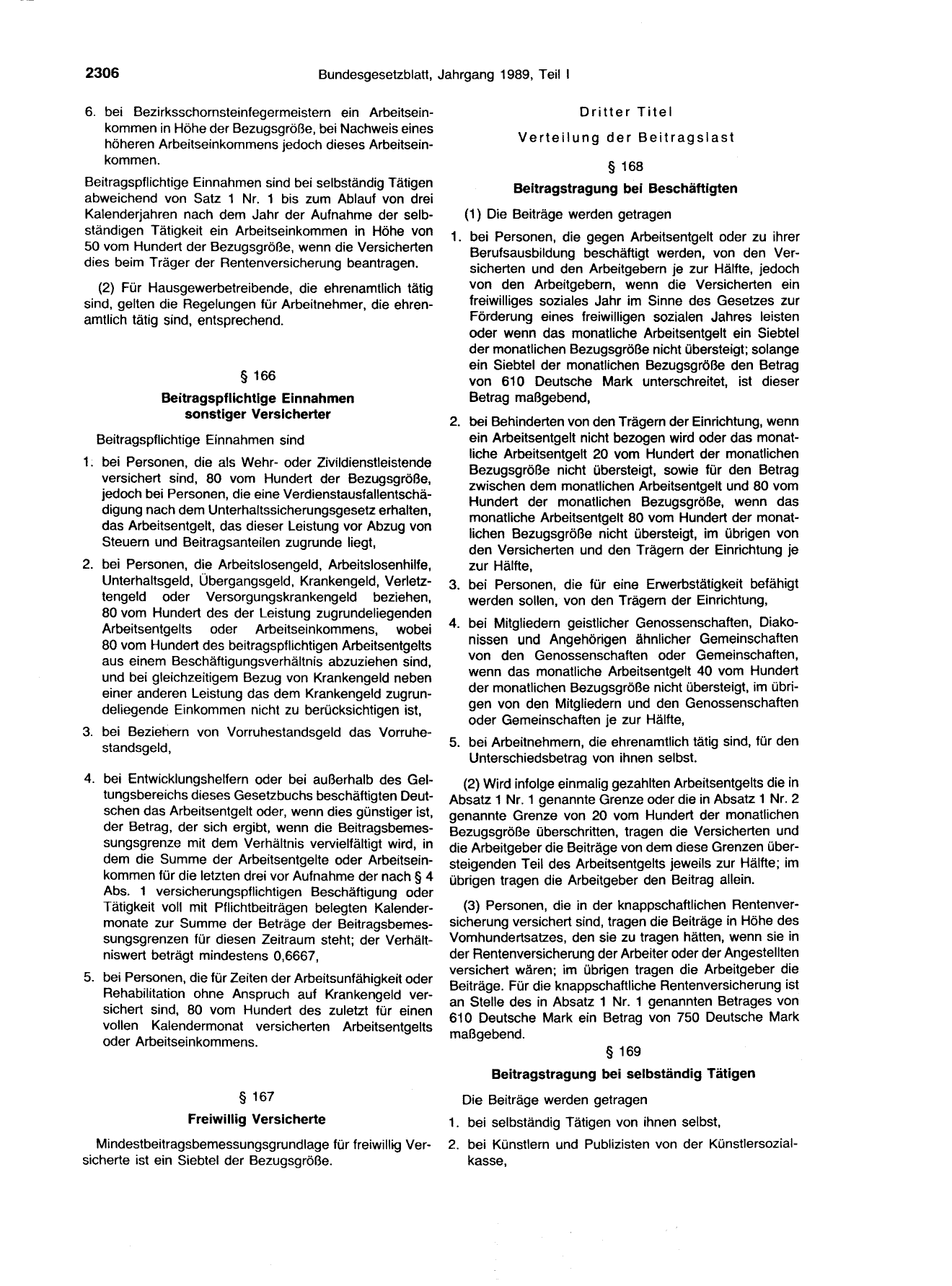 BGBl. 1989, Seite 2306 — Originalseite als Abbildung