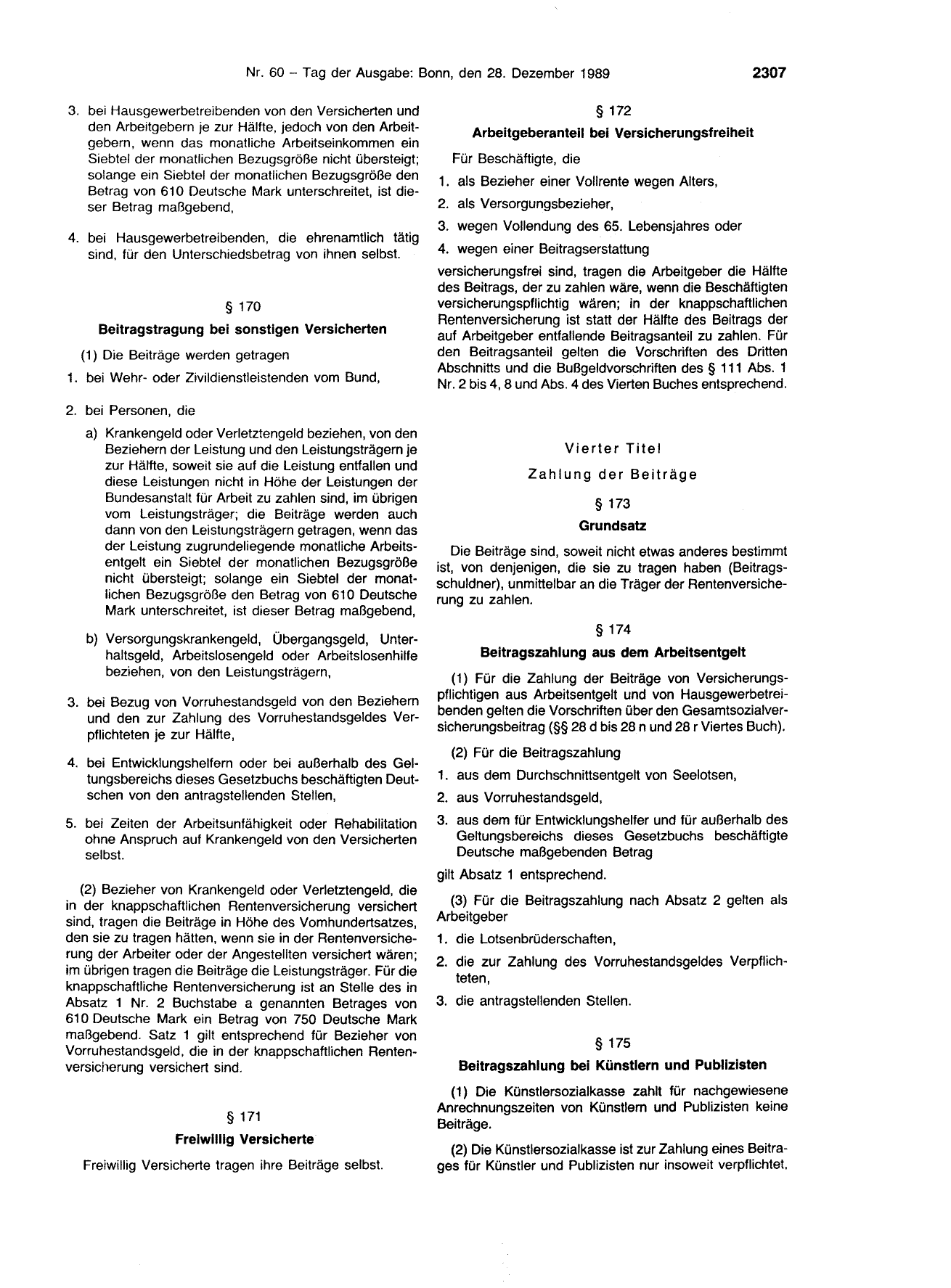 BGBl. 1989, Seite 2307 — Originalseite als Abbildung