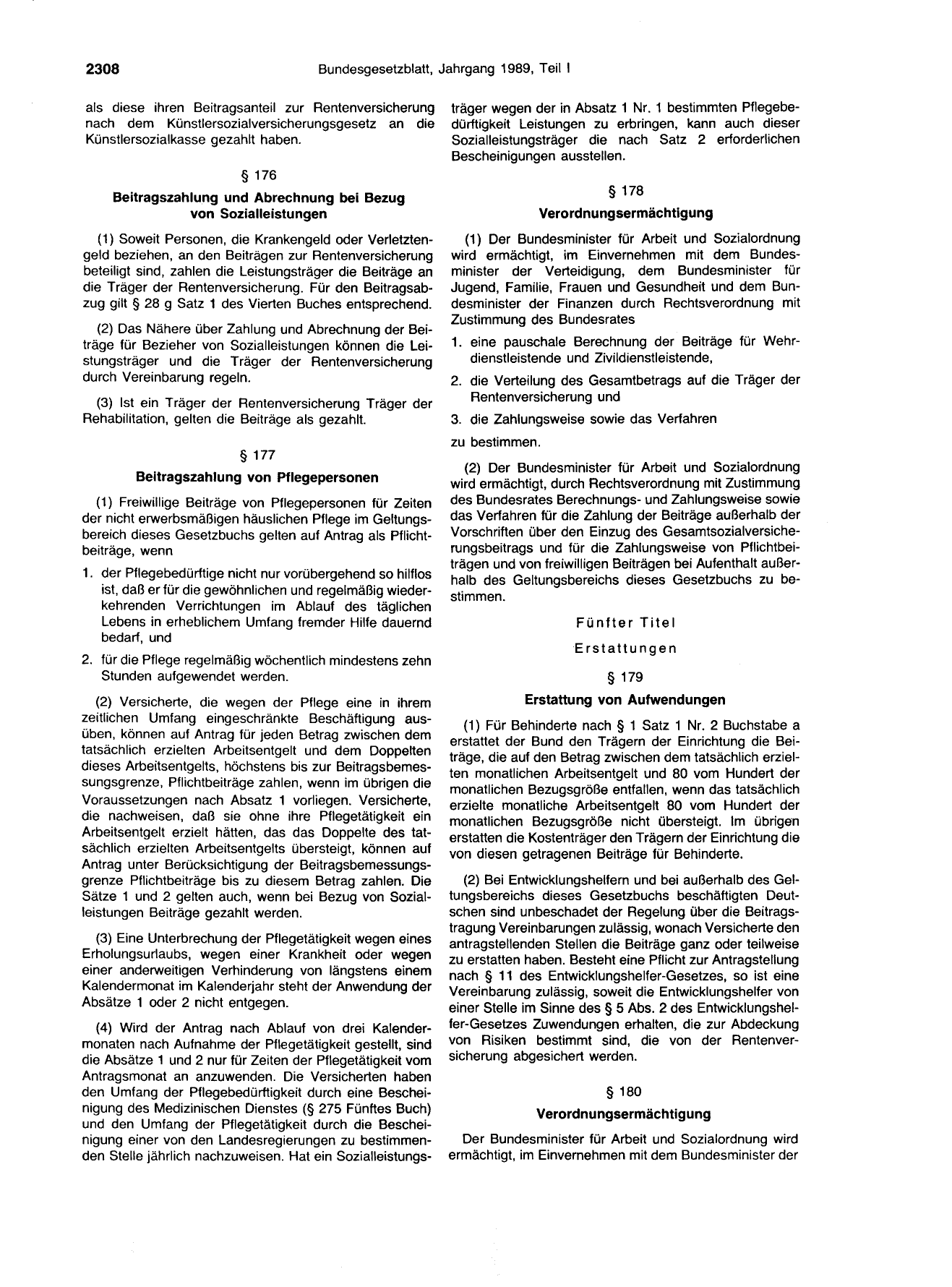 BGBl. 1989, Seite 2308 — Originalseite als Abbildung