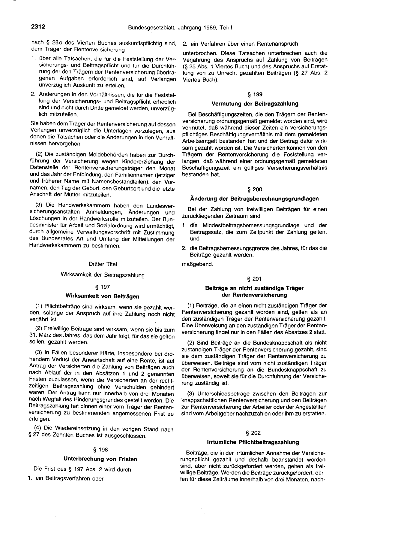 BGBl. 1989, Seite 2312 — Originalseite als Abbildung