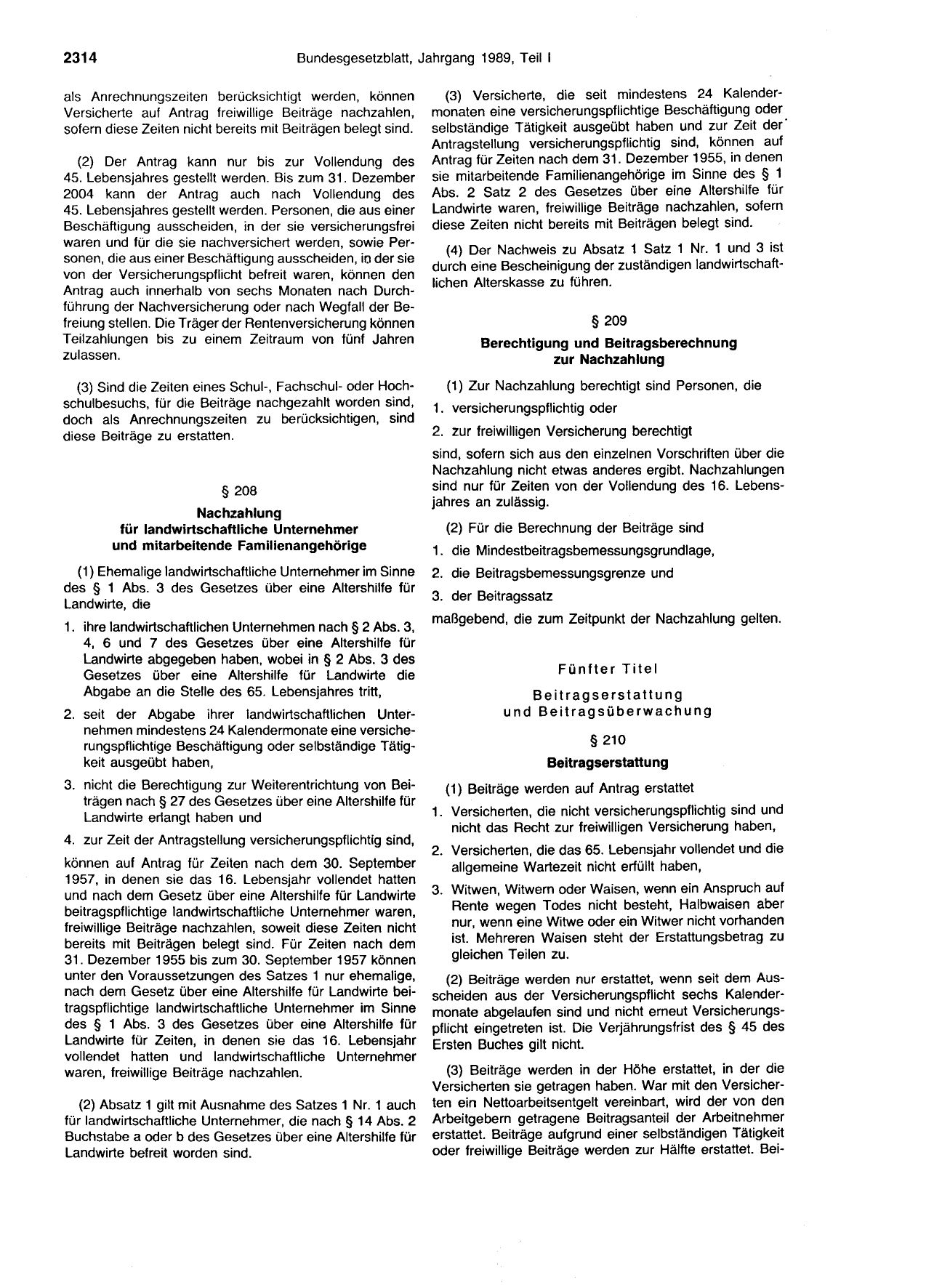 BGBl. 1989, Seite 2314 — Originalseite als Abbildung