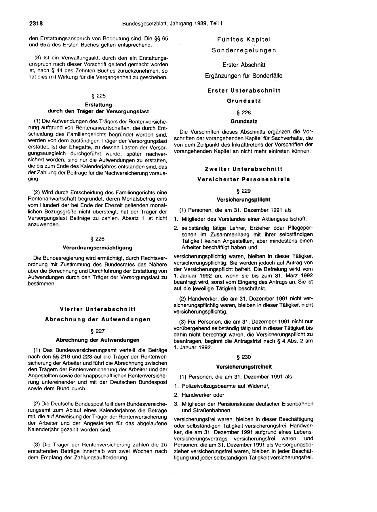 BGBl. 1989, Seite 2318 — Originalseite als Abbildung