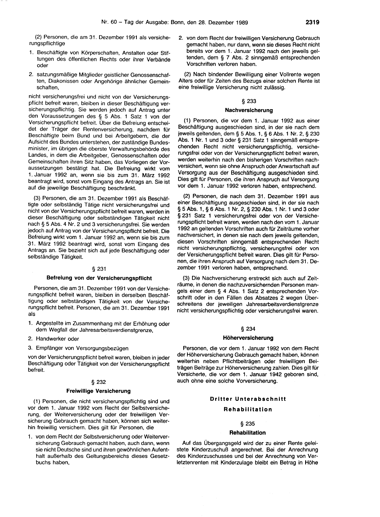 BGBl. 1989, Seite 2319 — Originalseite als Abbildung