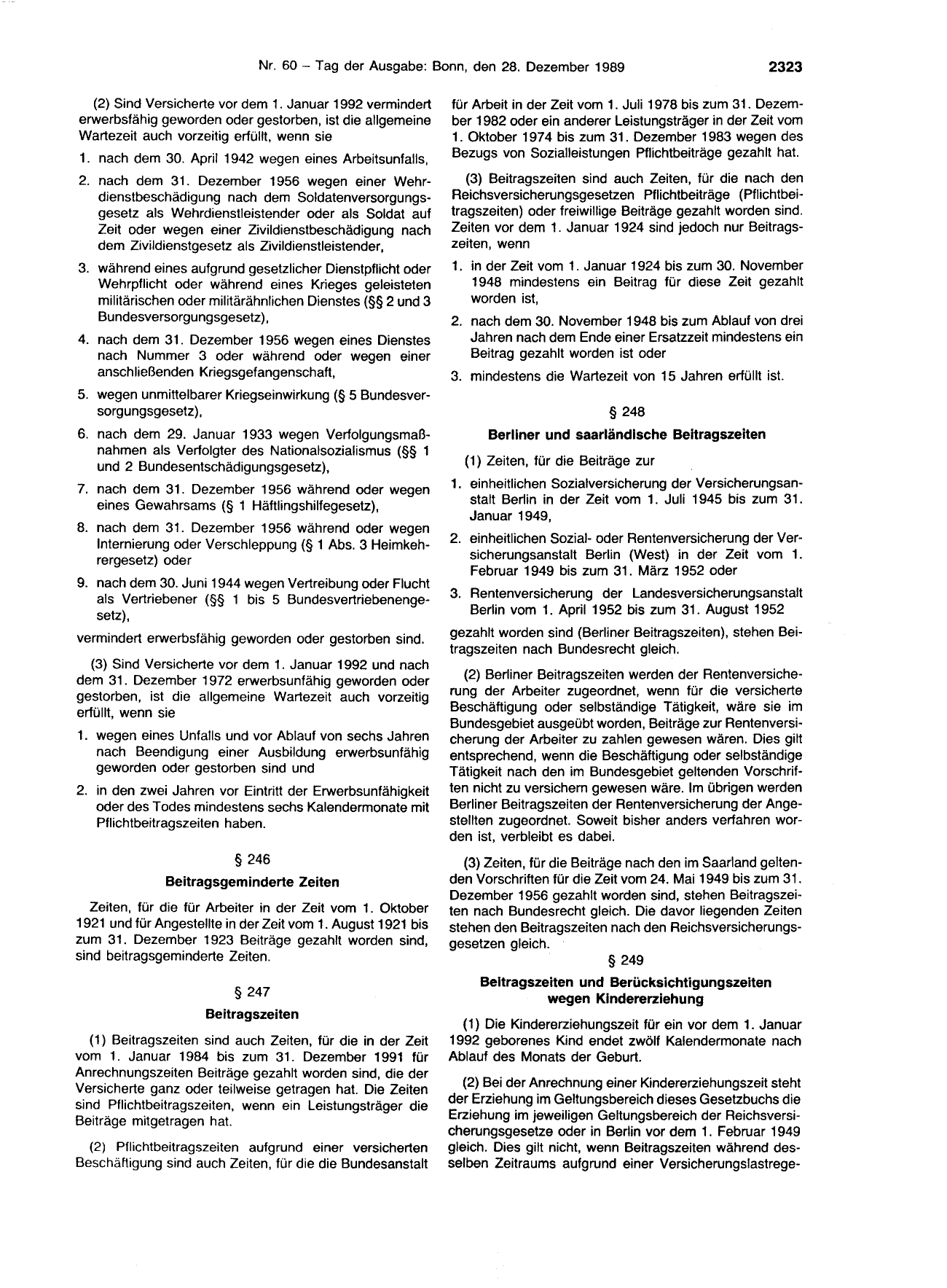 BGBl. 1989, Seite 2323 — Originalseite als Abbildung