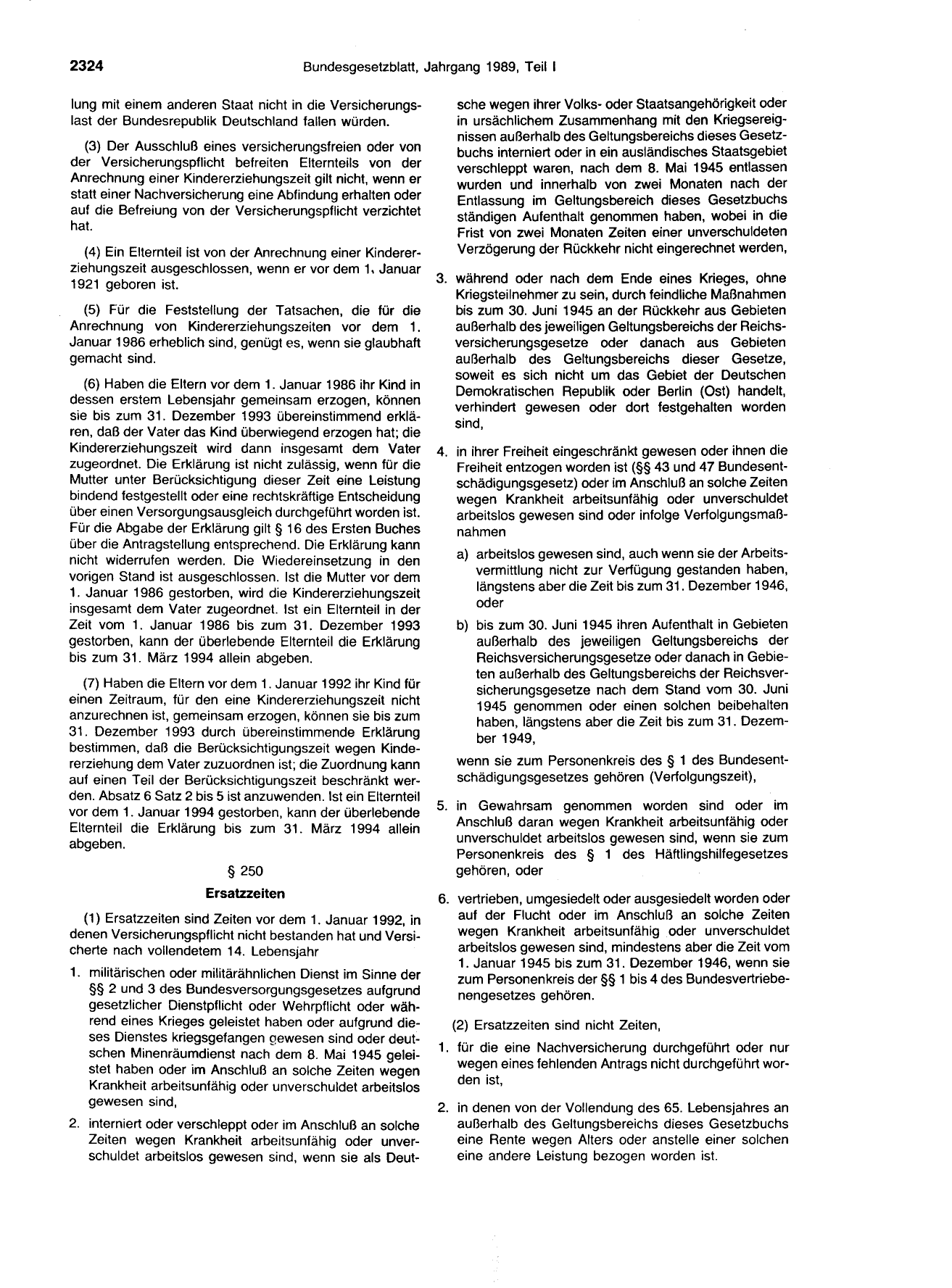 BGBl. 1989, Seite 2324 — Originalseite als Abbildung