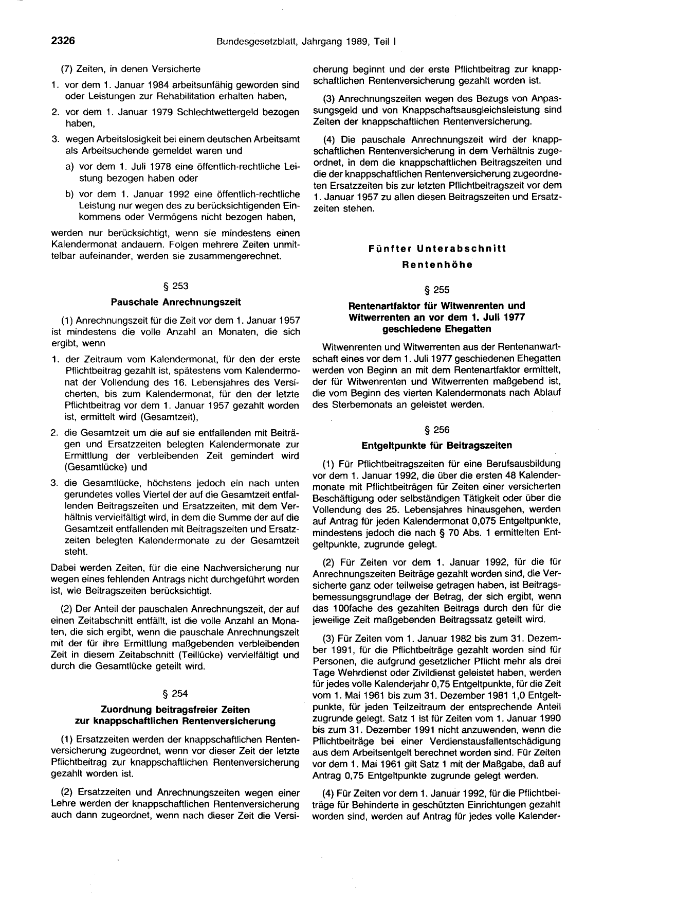 BGBl. 1989, Seite 2326 — Originalseite als Abbildung