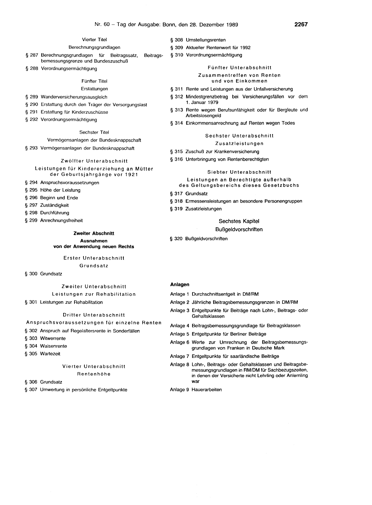BGBl. 1989, Seite 2267 — Originalseite als Abbildung