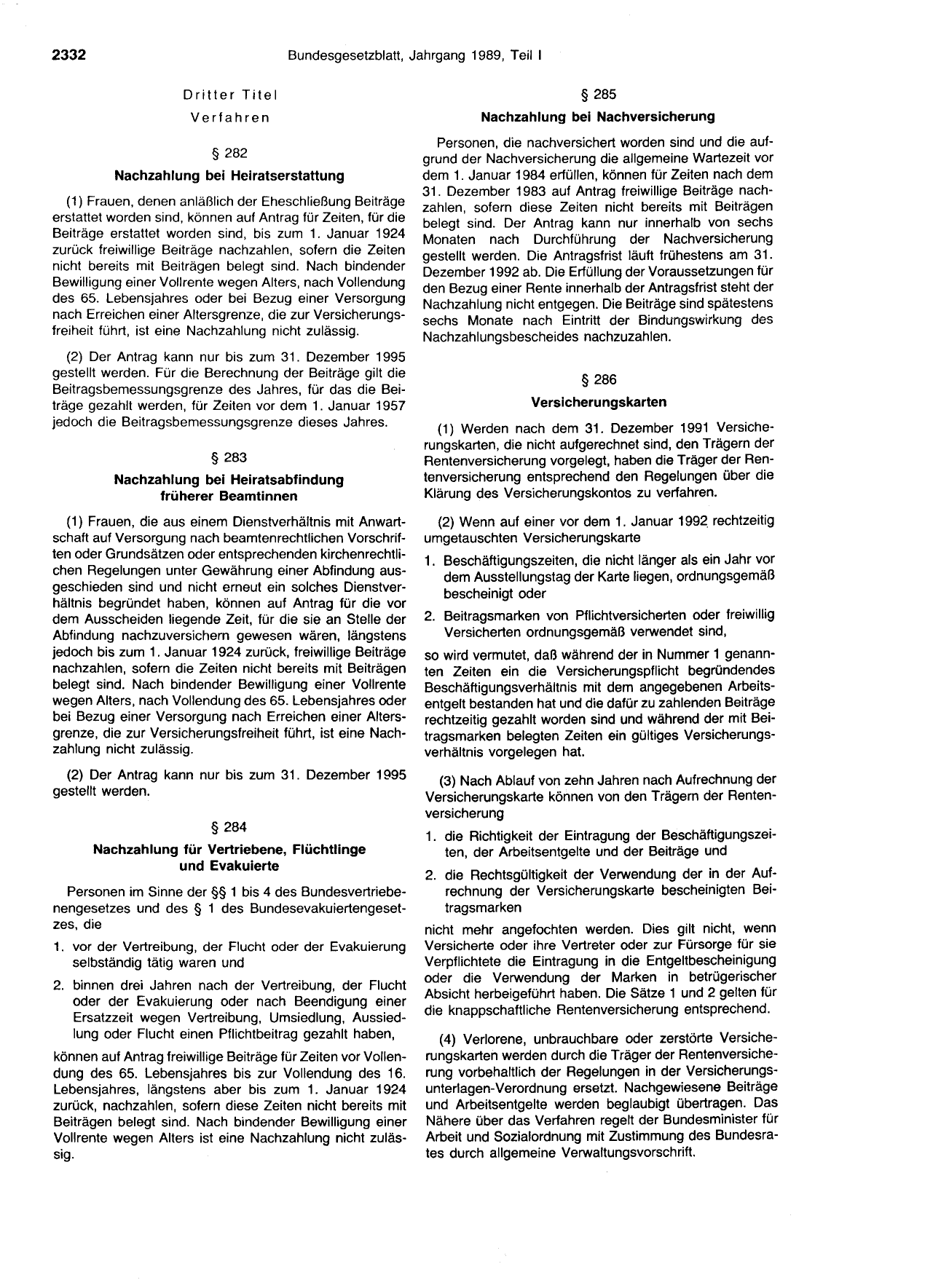 BGBl. 1989, Seite 2332 — Originalseite als Abbildung