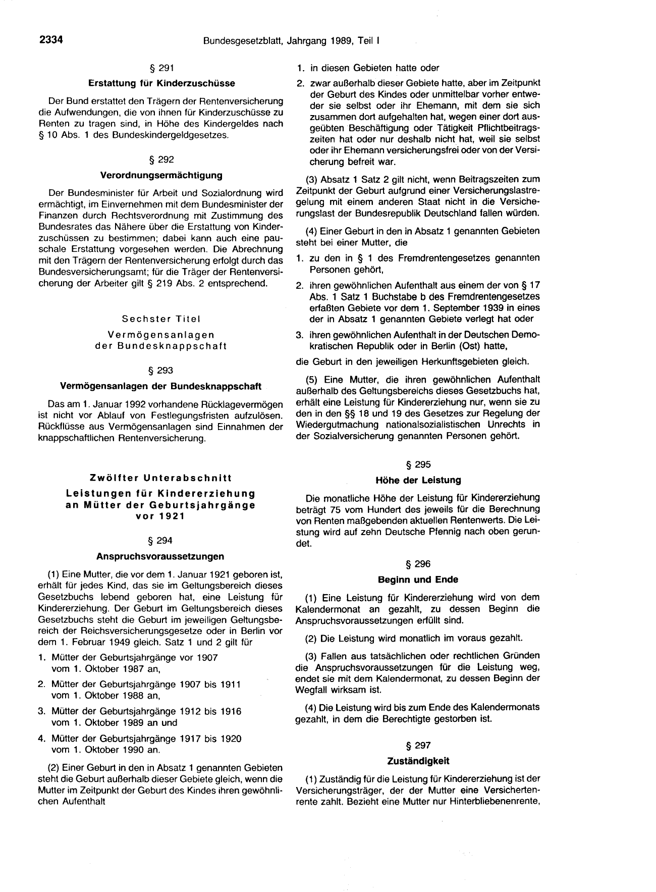 BGBl. 1989, Seite 2334 — Originalseite als Abbildung