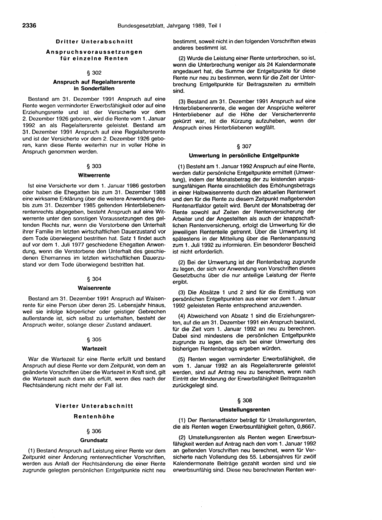 BGBl. 1989, Seite 2336 — Originalseite als Abbildung