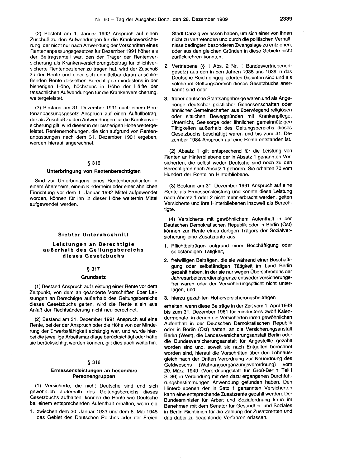 BGBl. 1989, Seite 2339 — Originalseite als Abbildung
