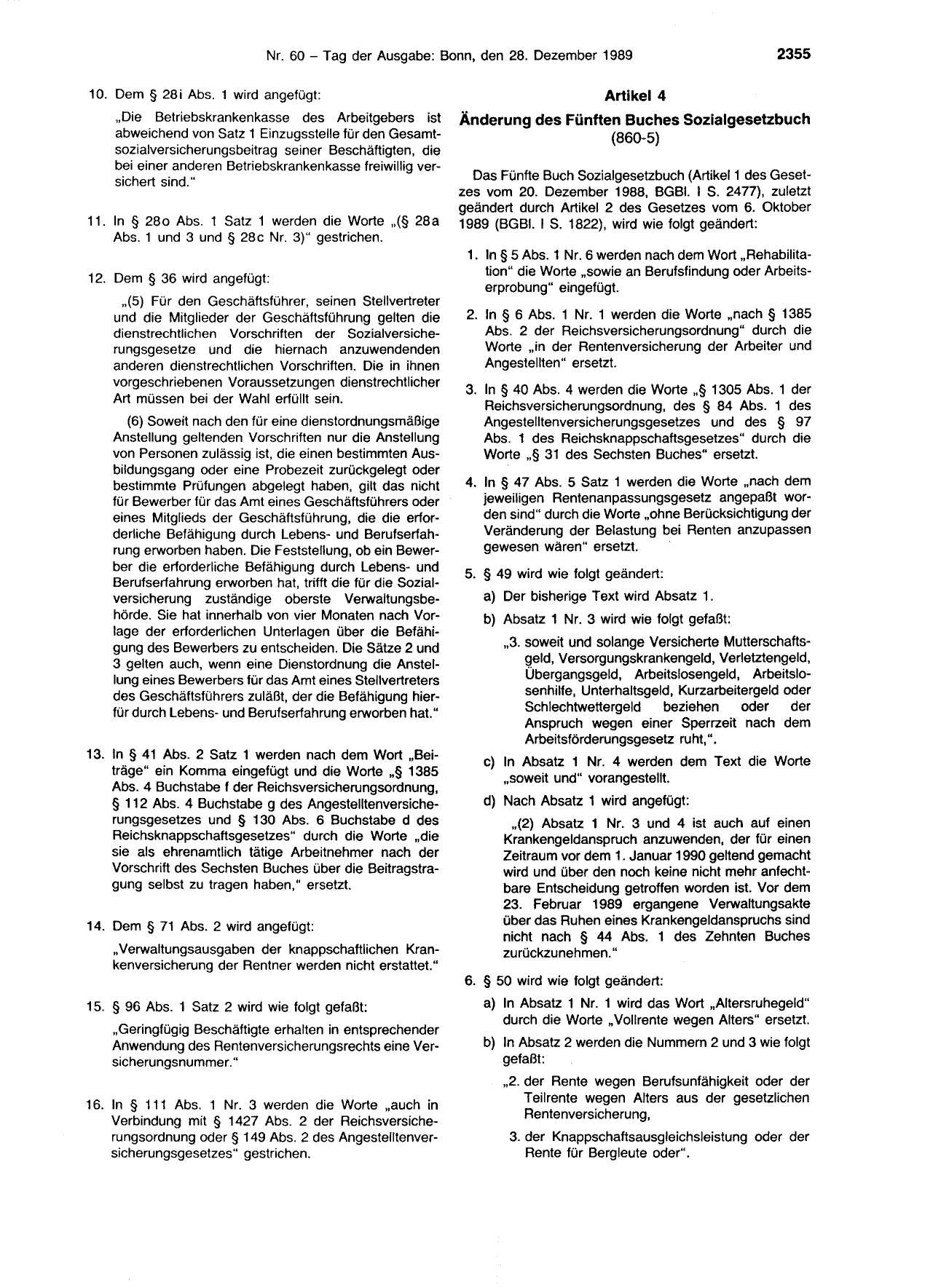 BGBl. 1989, Seite 2355 — Originalseite als Abbildung