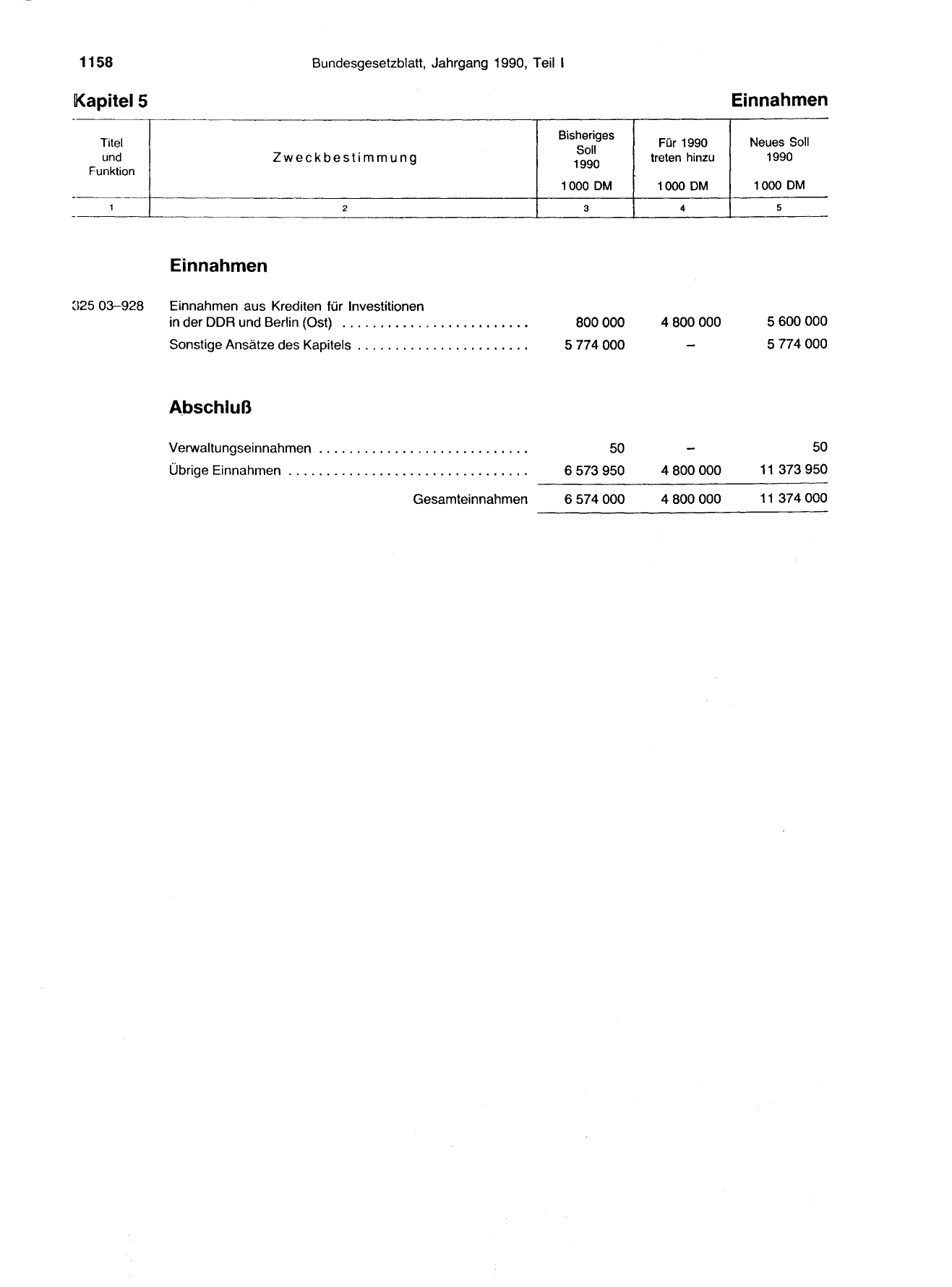 BGBl. 1990, Seite 1158 — Originalseite als Abbildung