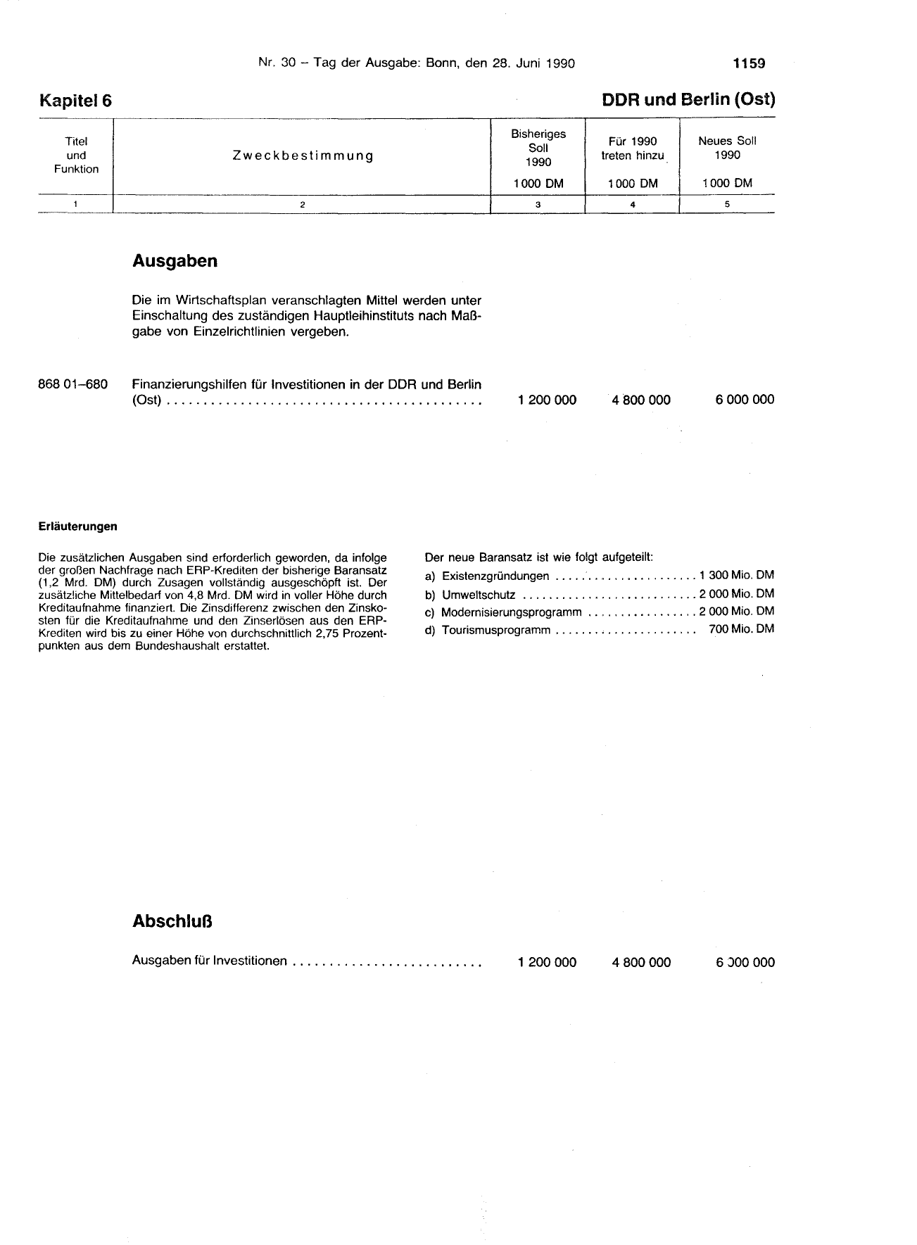 BGBl. 1990, Seite 1159 — Originalseite als Abbildung