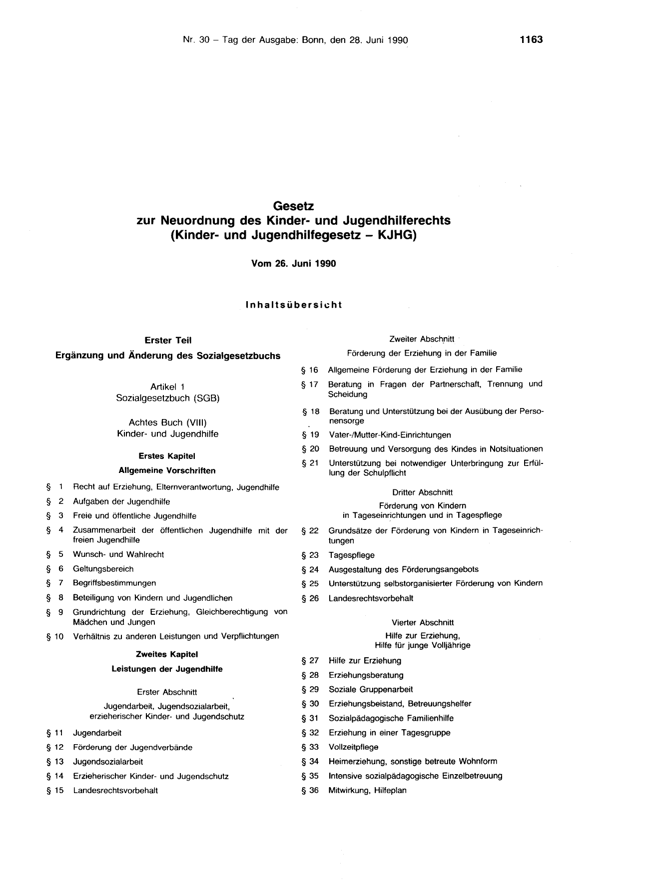 BGBl. 1990, Seite 1163 — Originalseite als Abbildung