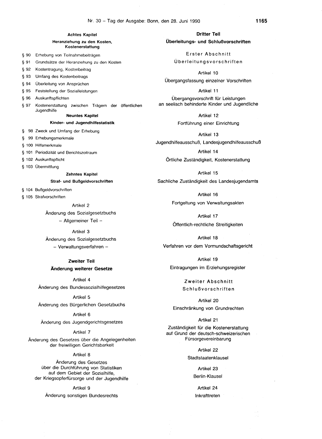 BGBl. 1990, Seite 1165 — Originalseite als Abbildung