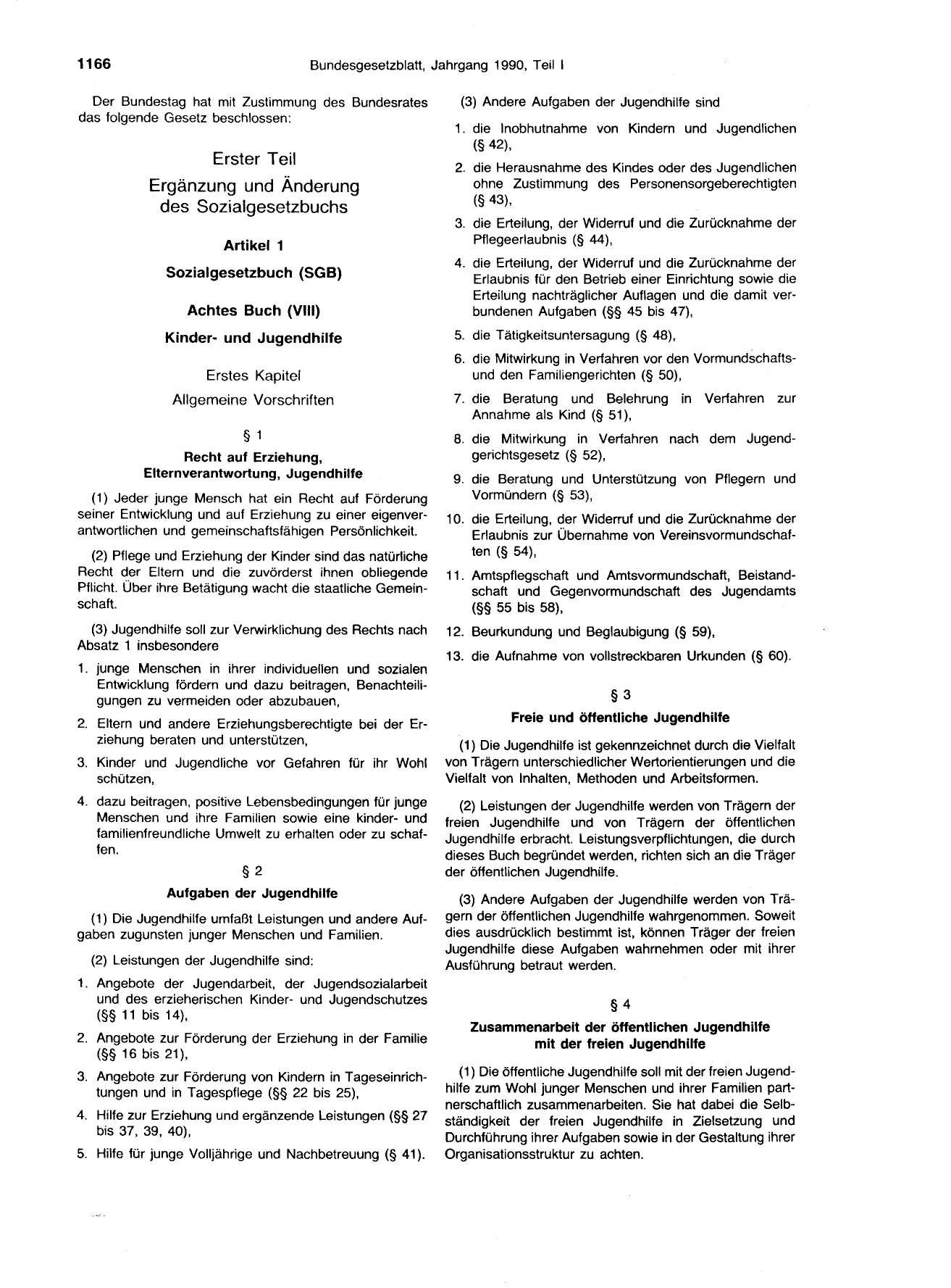BGBl. 1990, Seite 1166 — Originalseite als Abbildung