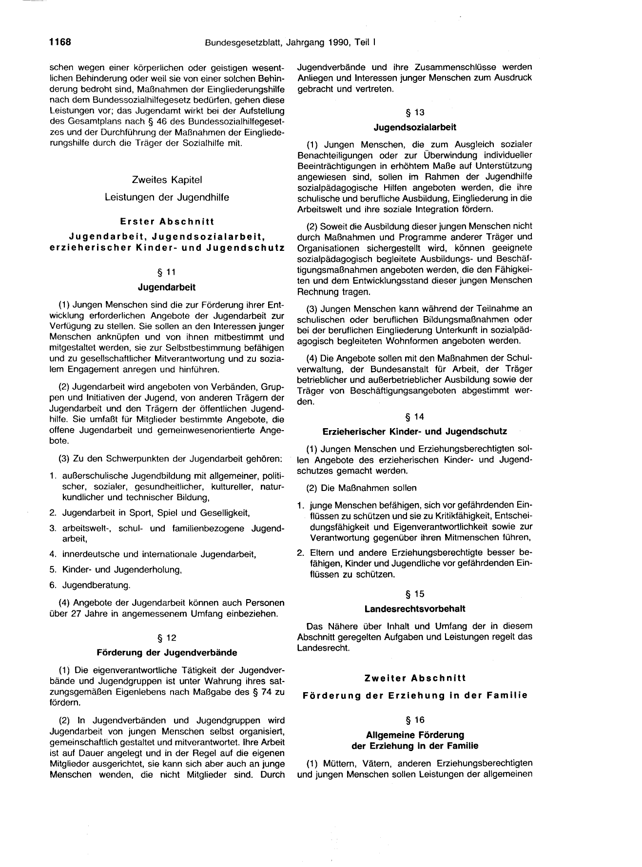 BGBl. 1990, Seite 1168 — Originalseite als Abbildung
