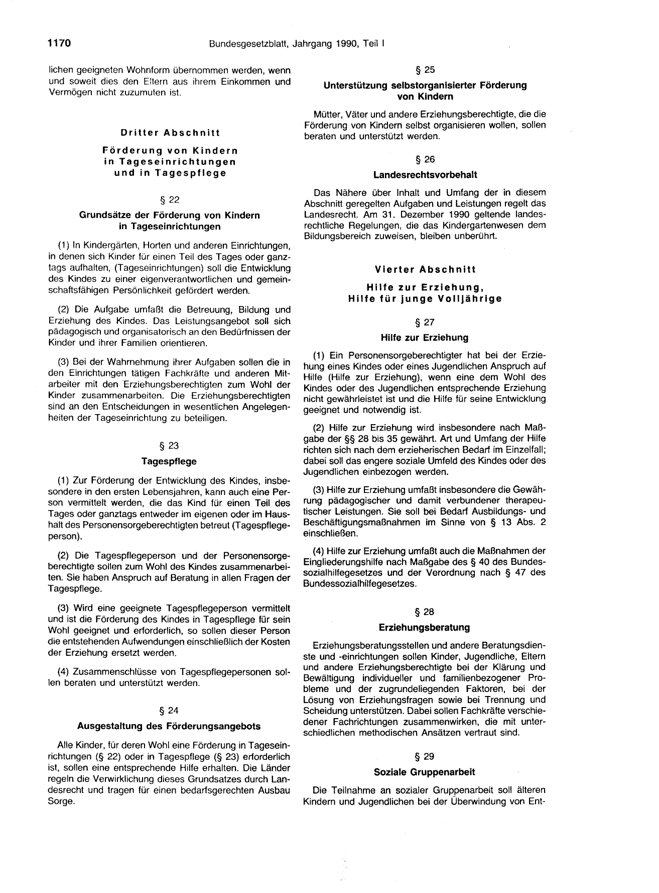 BGBl. 1990, Seite 1170 — Originalseite als Abbildung