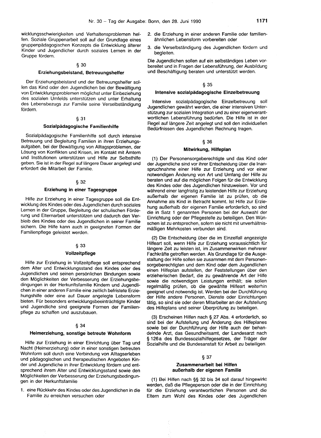 BGBl. 1990, Seite 1171 — Originalseite als Abbildung