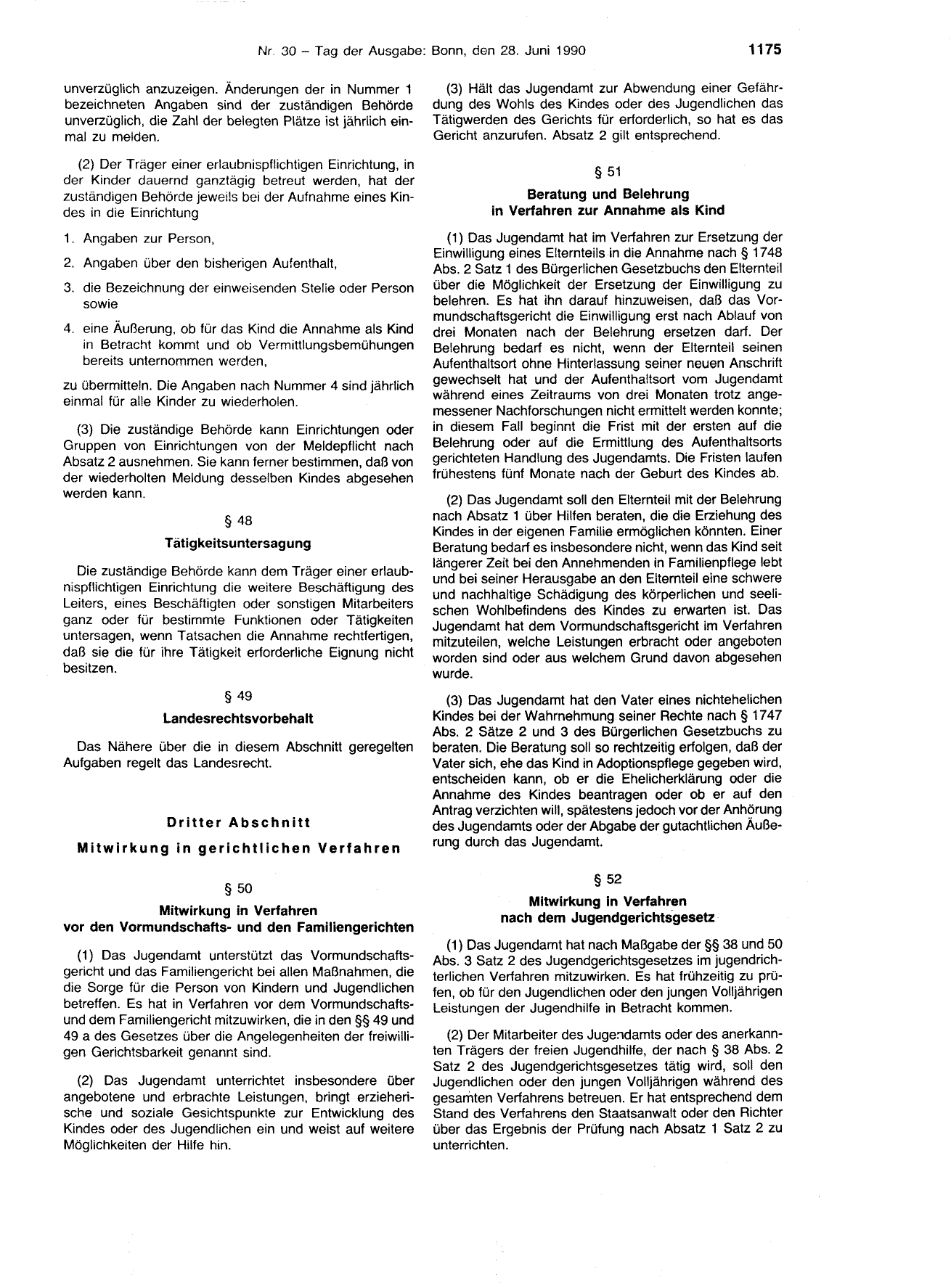 BGBl. 1990, Seite 1175 — Originalseite als Abbildung