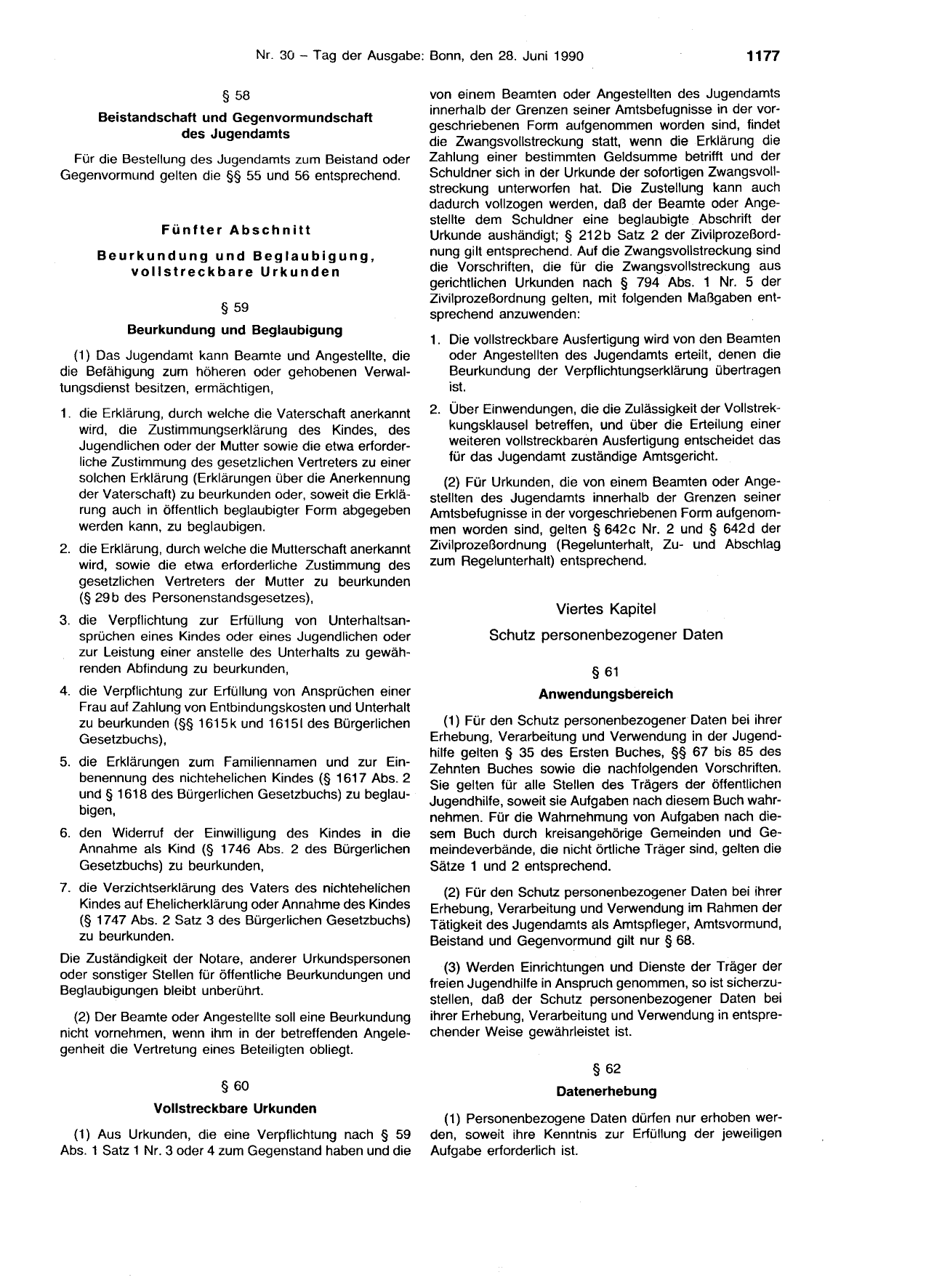 BGBl. 1990, Seite 1177 — Originalseite als Abbildung