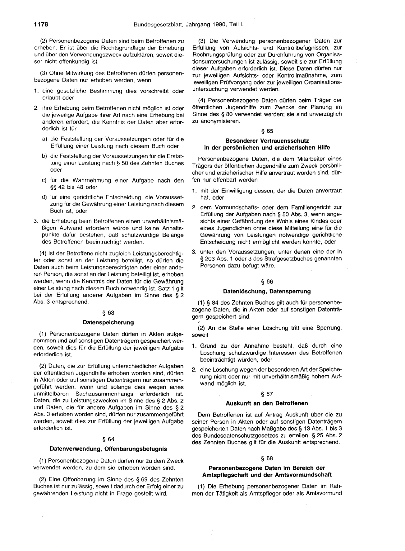 BGBl. 1990, Seite 1178 — Originalseite als Abbildung