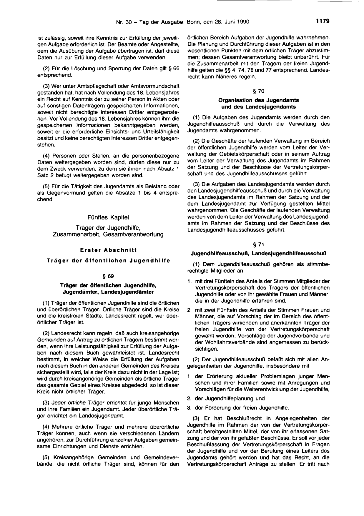 BGBl. 1990, Seite 1179 — Originalseite als Abbildung