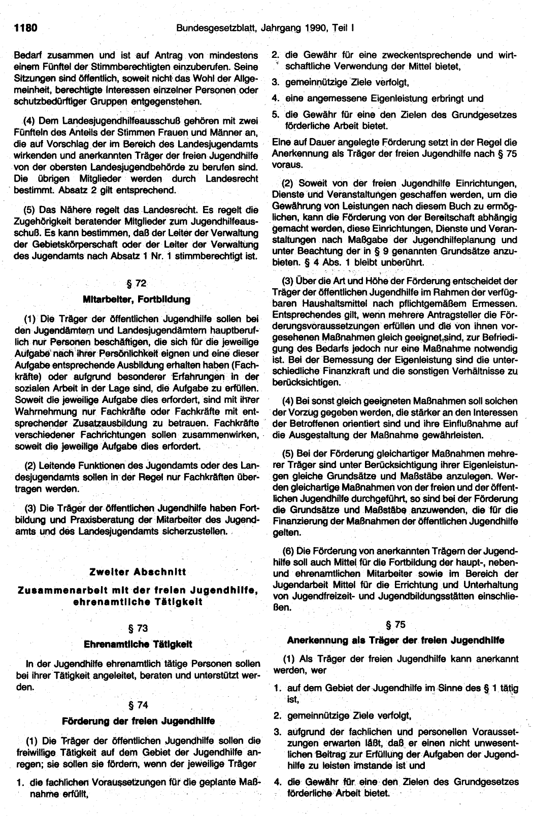 BGBl. 1990, Seite 1180 — Originalseite als Abbildung