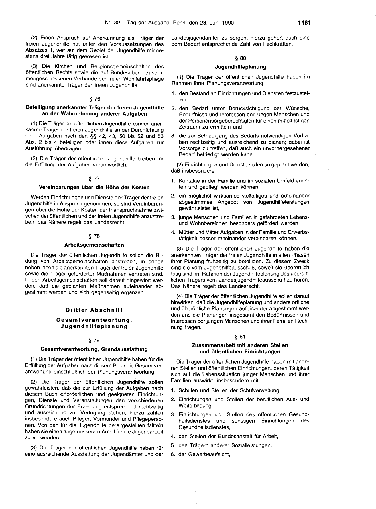 BGBl. 1990, Seite 1181 — Originalseite als Abbildung