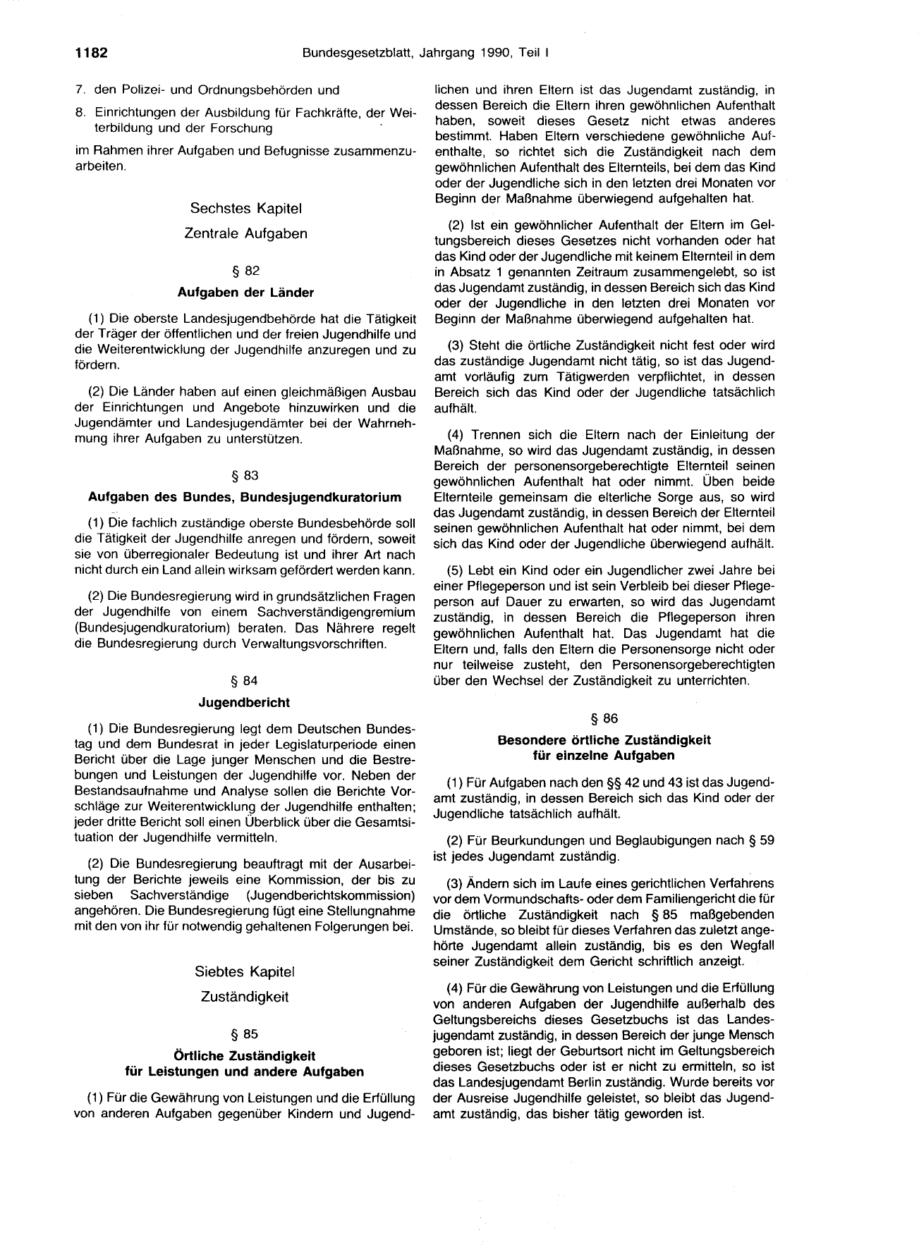 BGBl. 1990, Seite 1182 — Originalseite als Abbildung