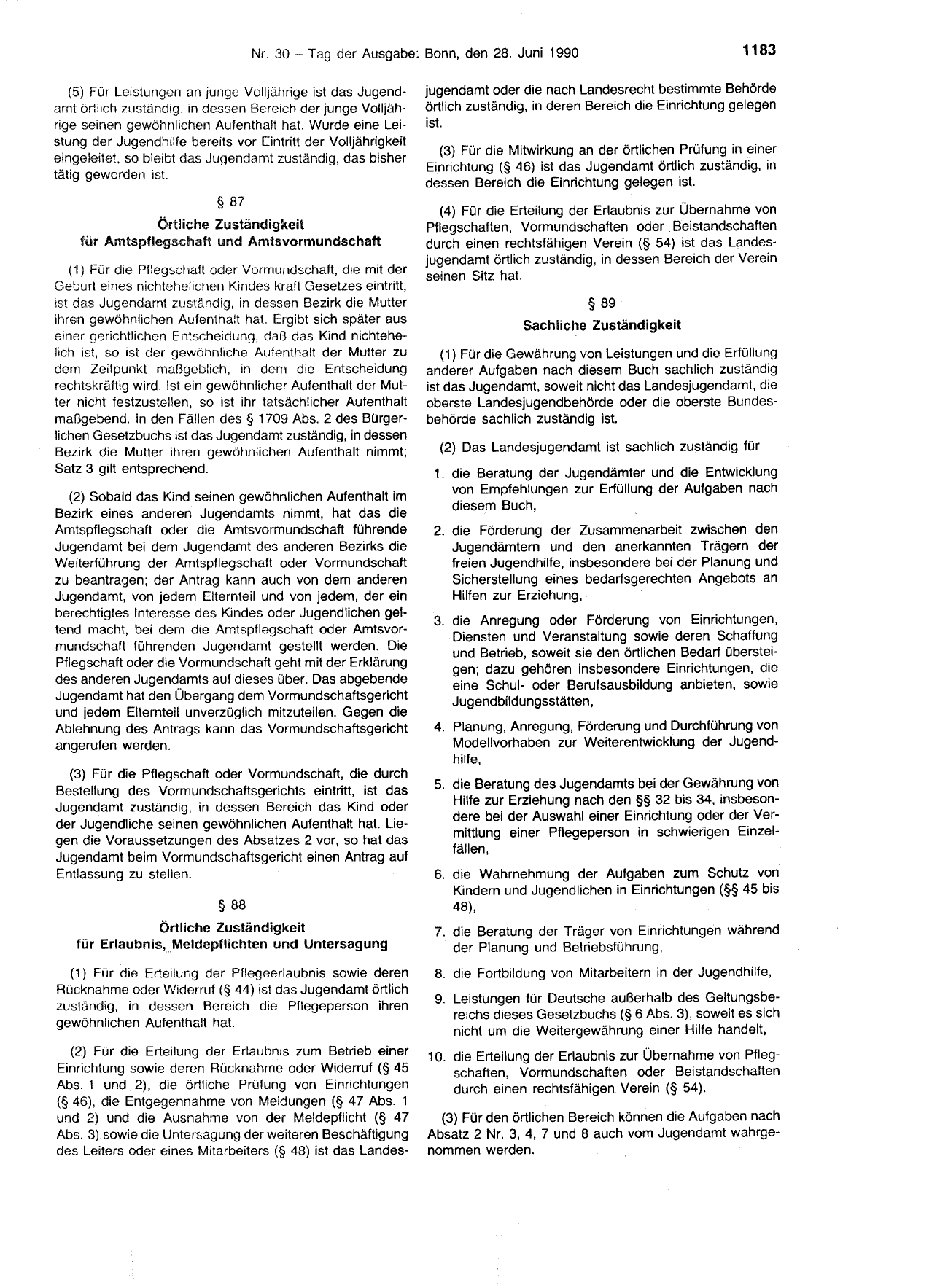 BGBl. 1990, Seite 1183 — Originalseite als Abbildung