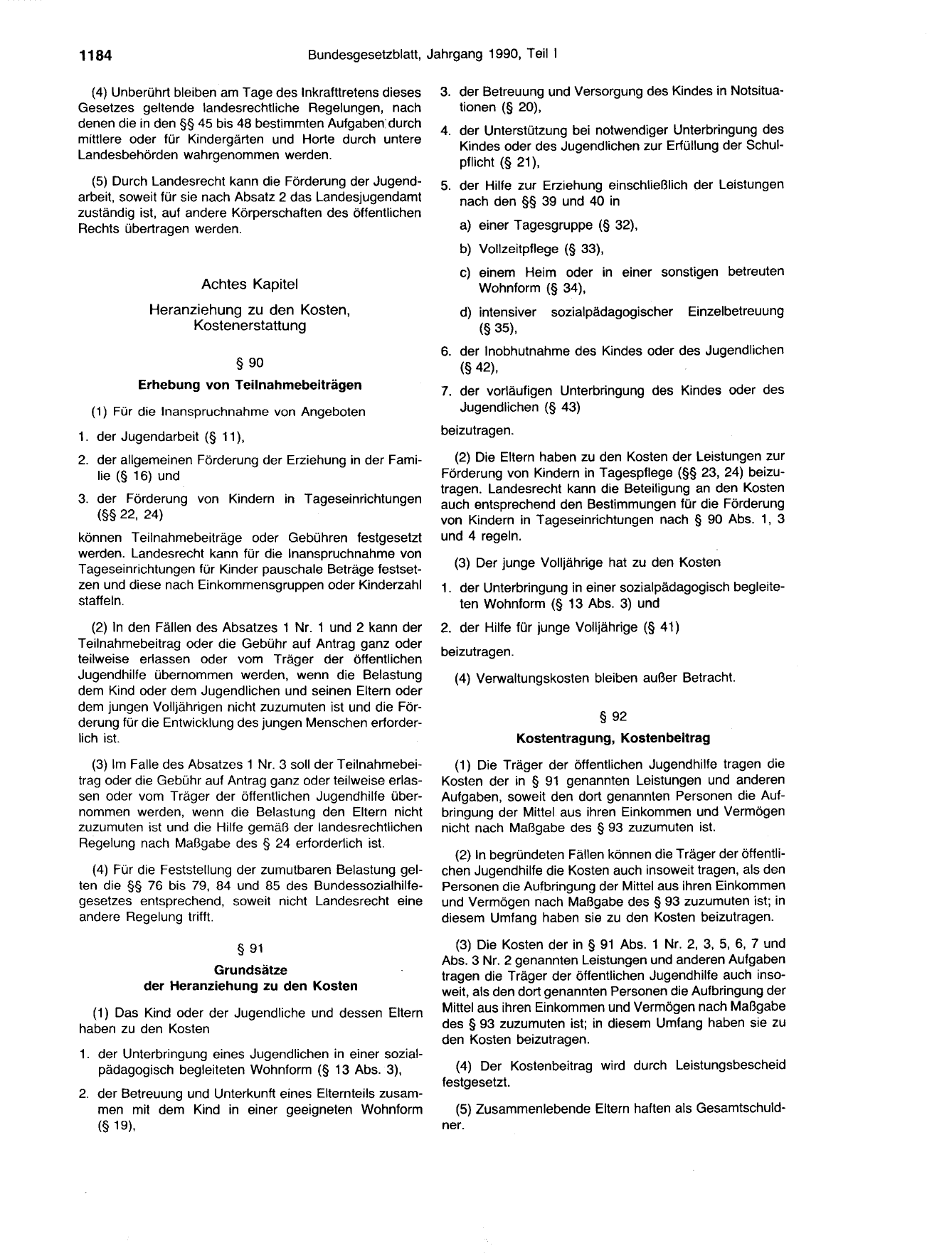 BGBl. 1990, Seite 1184 — Originalseite als Abbildung