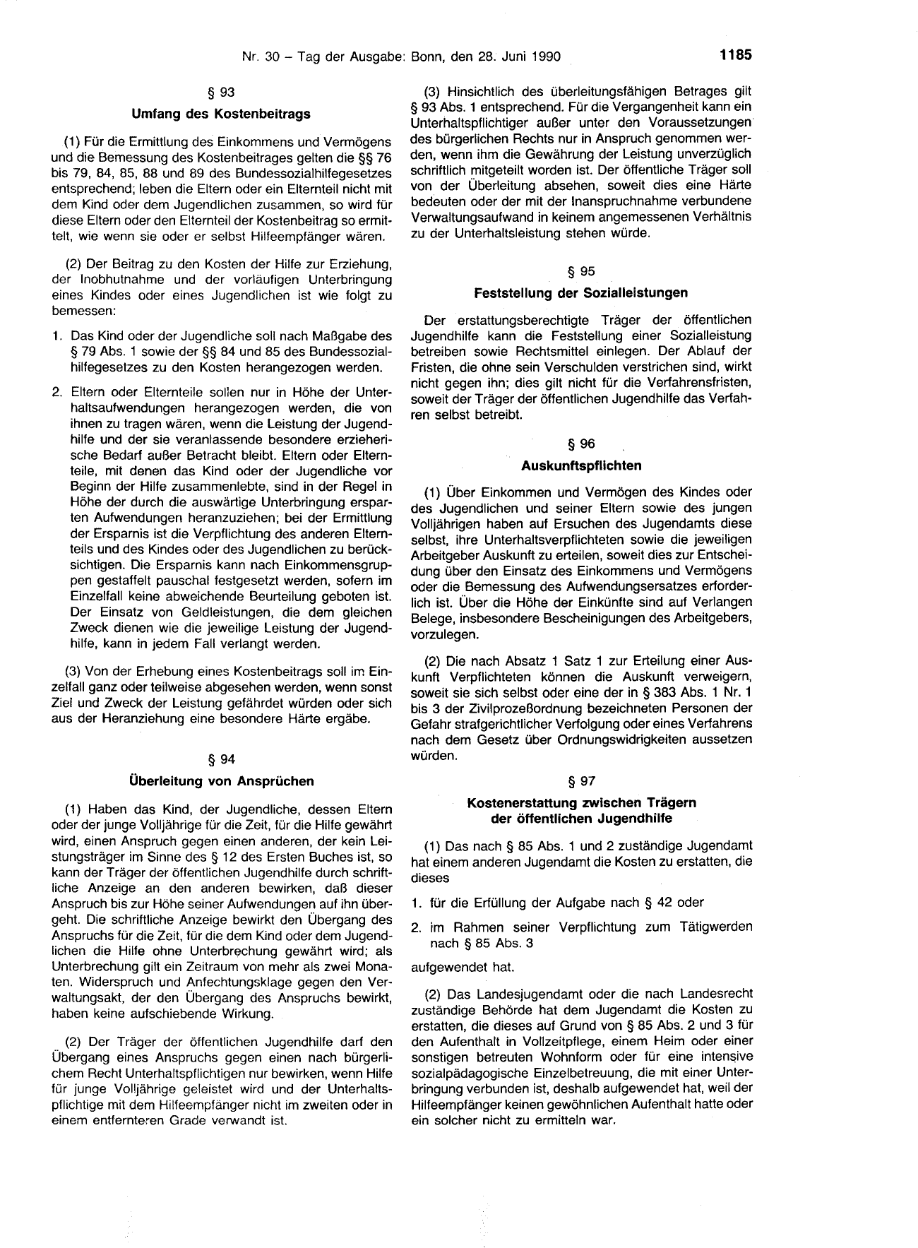 BGBl. 1990, Seite 1185 — Originalseite als Abbildung