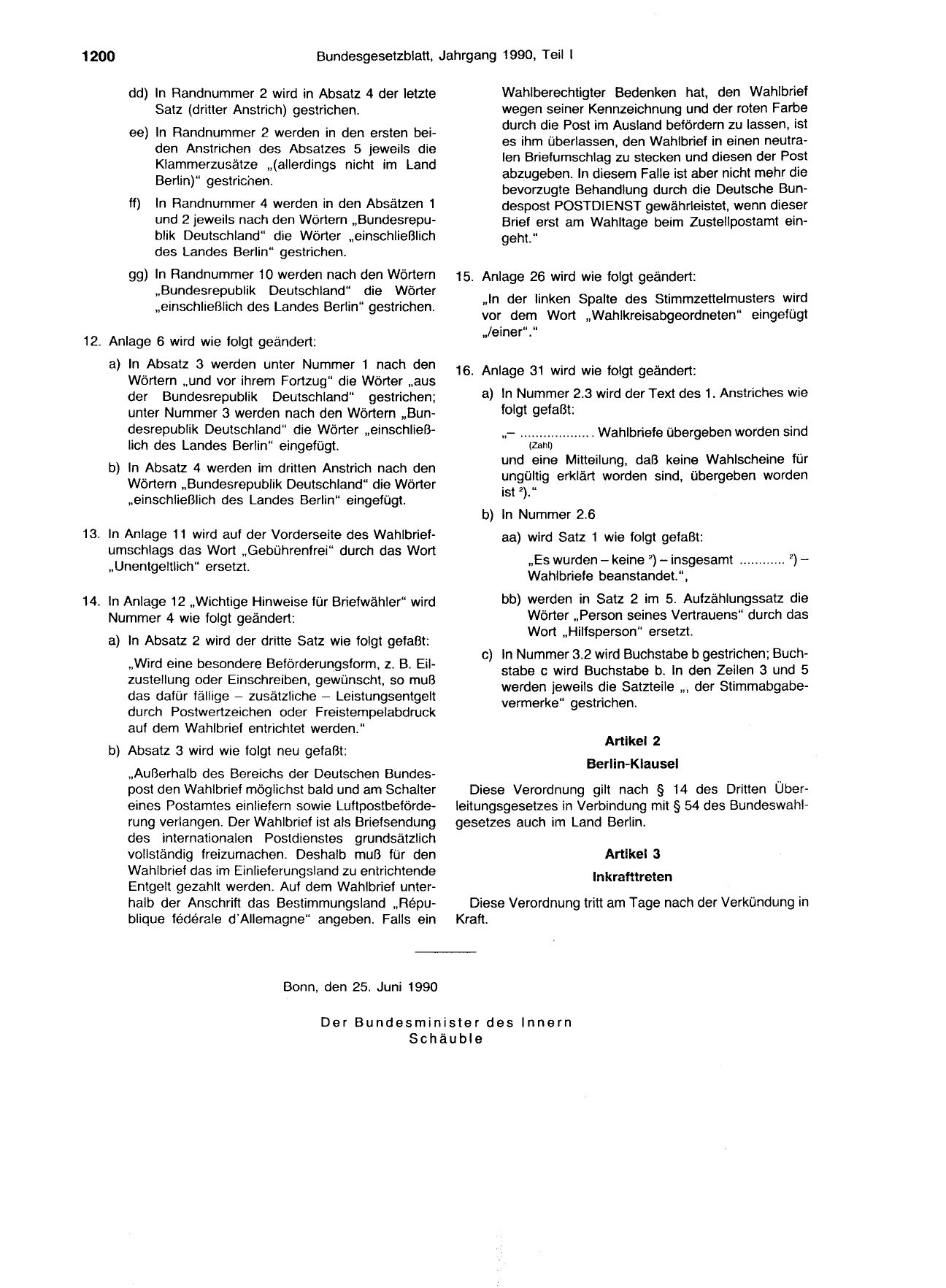 BGBl. 1990, Seite 1200 — Originalseite als Abbildung