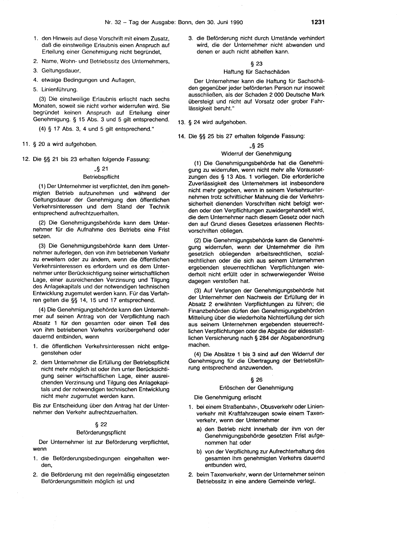 BGBl. 1990, Seite 1231 — Originalseite als Abbildung