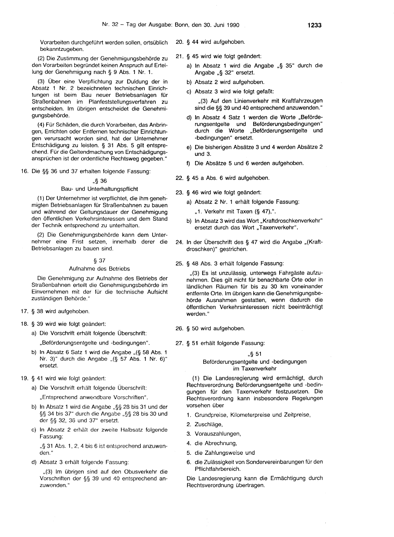 BGBl. 1990, Seite 1233 — Originalseite als Abbildung