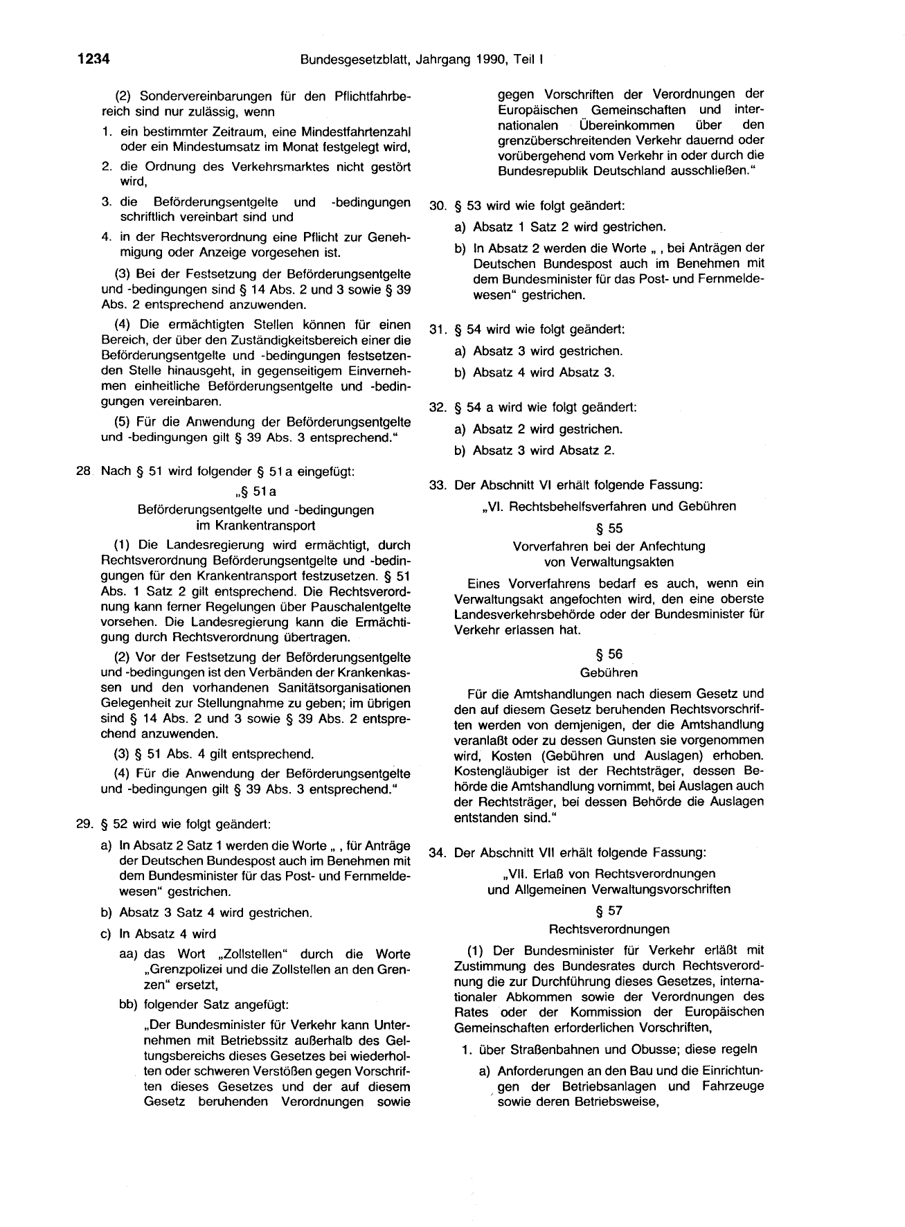 BGBl. 1990, Seite 1234 — Originalseite als Abbildung