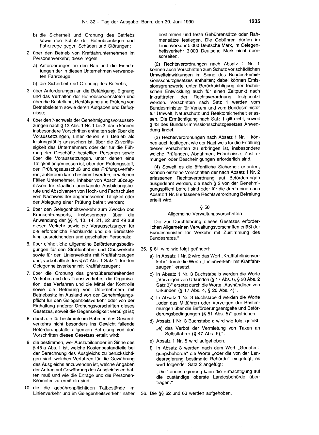 BGBl. 1990, Seite 1235 — Originalseite als Abbildung